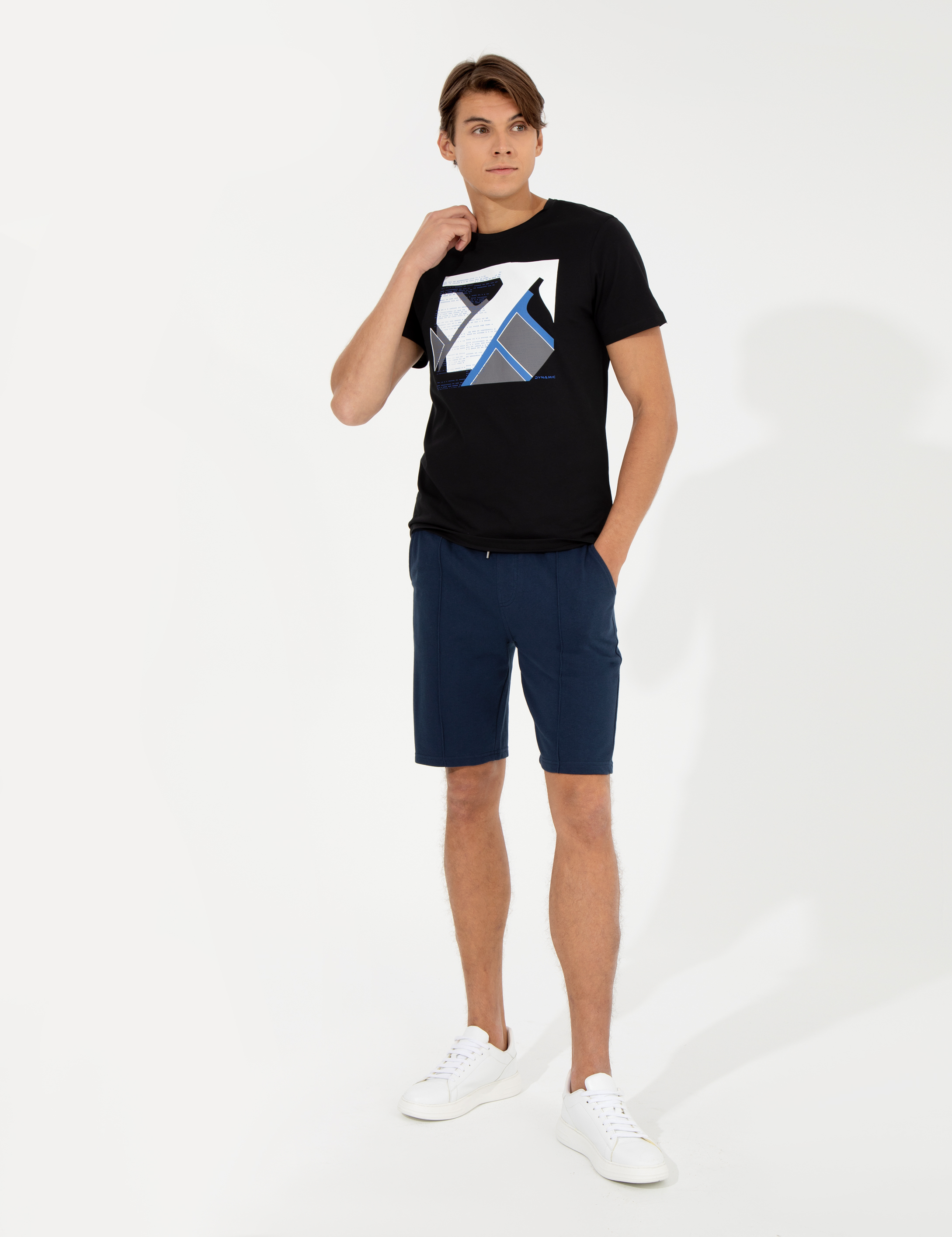 Siyah Slim Fit Bisiklet Yaka Tişört - Image 4