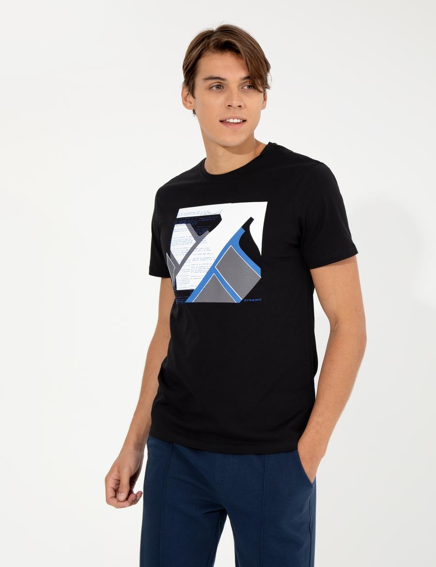 Siyah Slim Fit Bisiklet Yaka Tişört