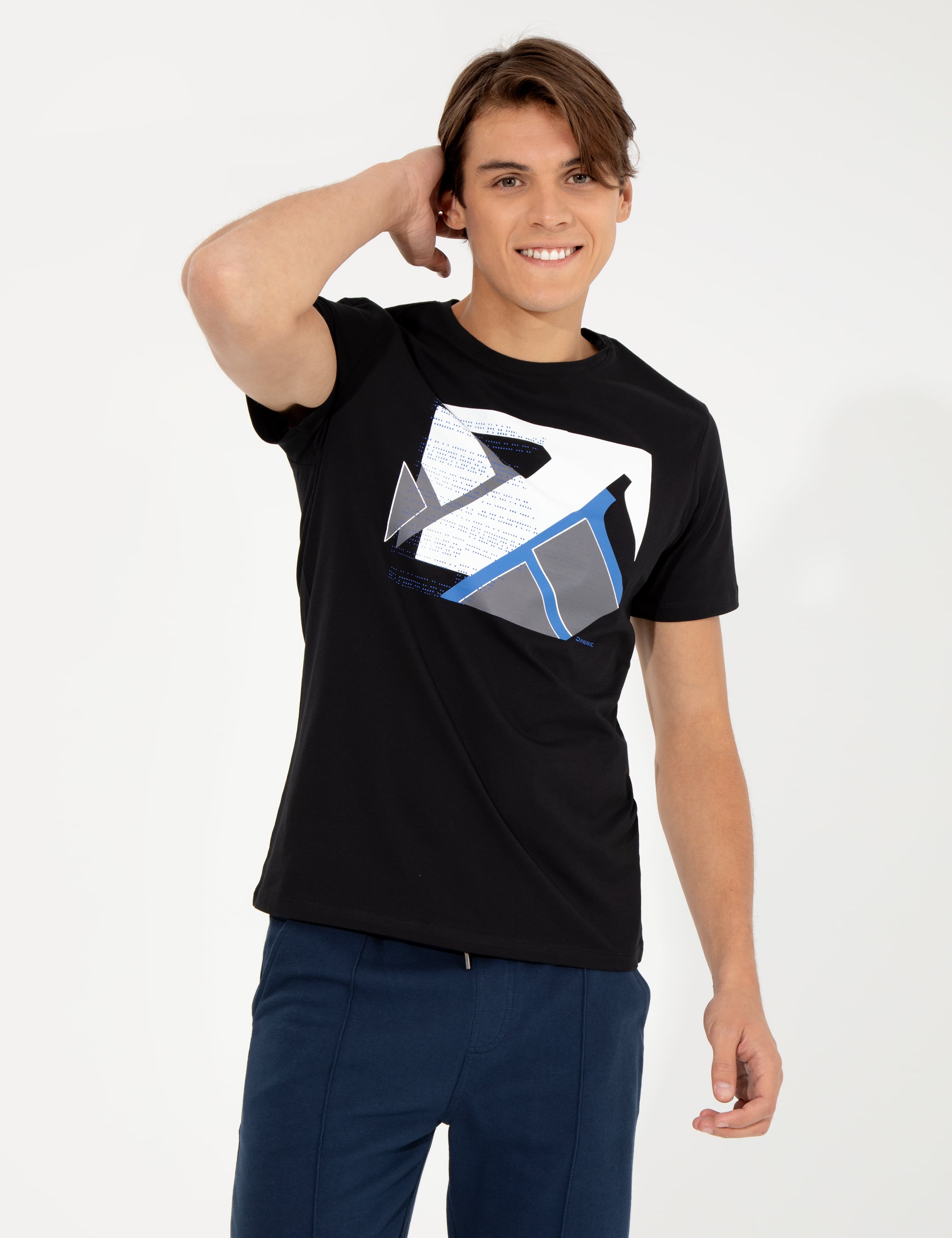 Siyah Slim Fit Bisiklet Yaka Tişört - Image 3