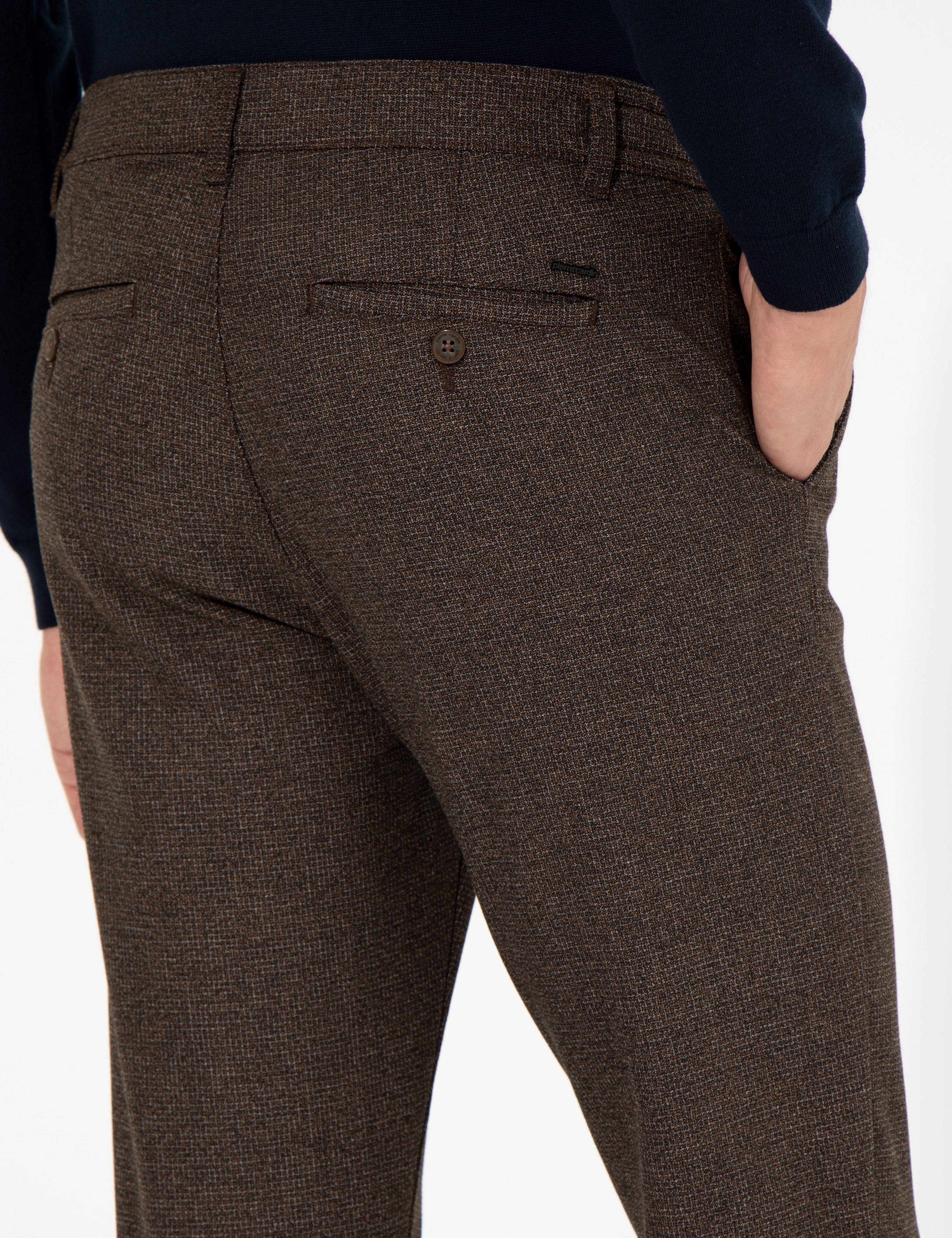 Kahverengi Slim Fit Kanvas Pantolon - Image 7