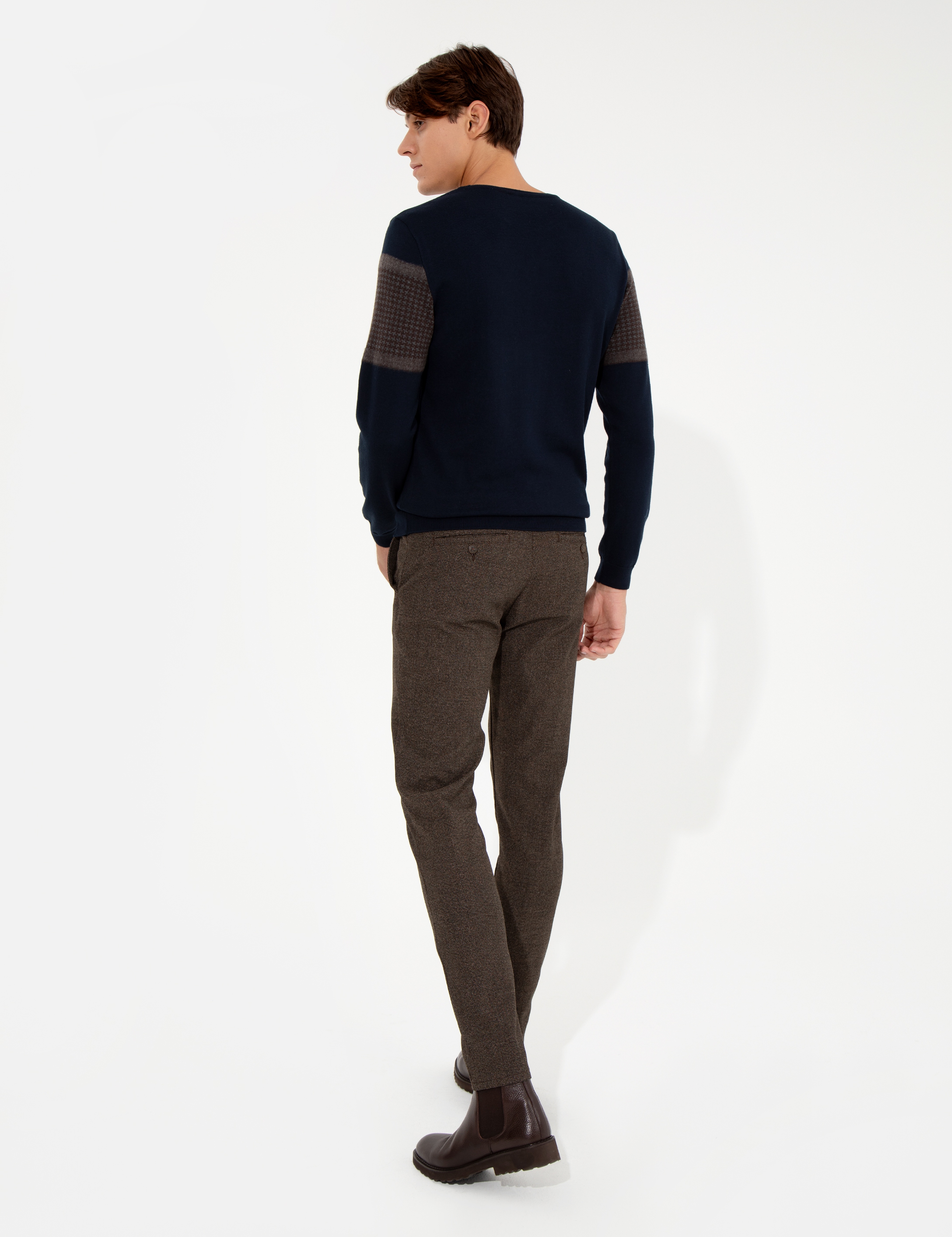 Kahverengi Slim Fit Kanvas Pantolon - Image 4