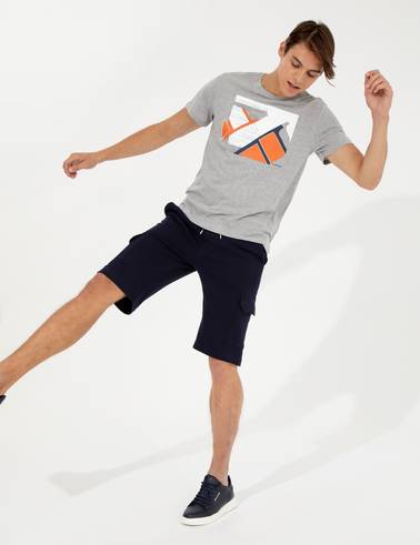 Açık Gri Melanj Slim Fit %100 Pamuk T-shirt