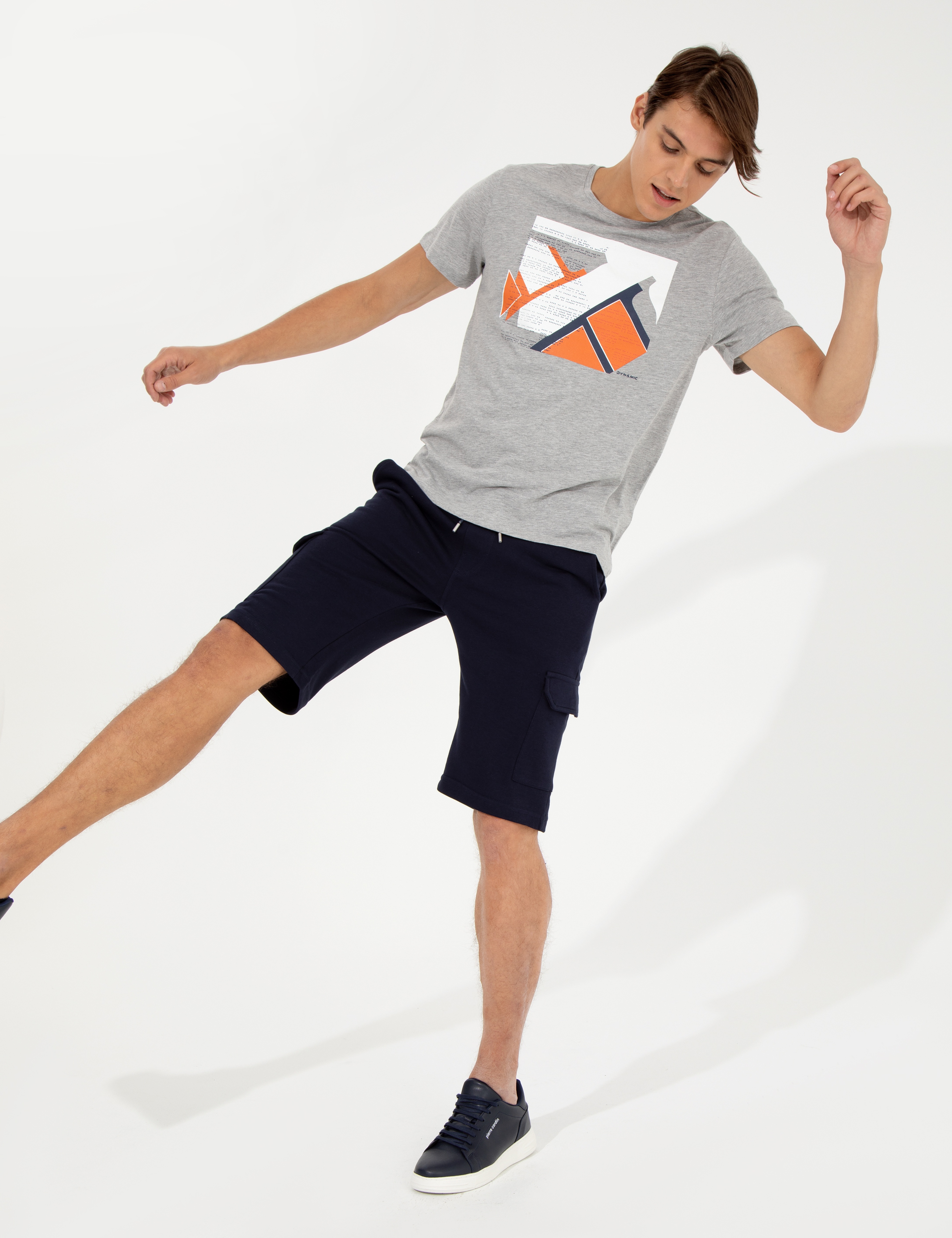 Açık Gri Melanj Slim Fit %100 Pamuk T-shirt - Image 3
