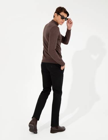 Siyah Regular Fit Kanvas Pantolon
