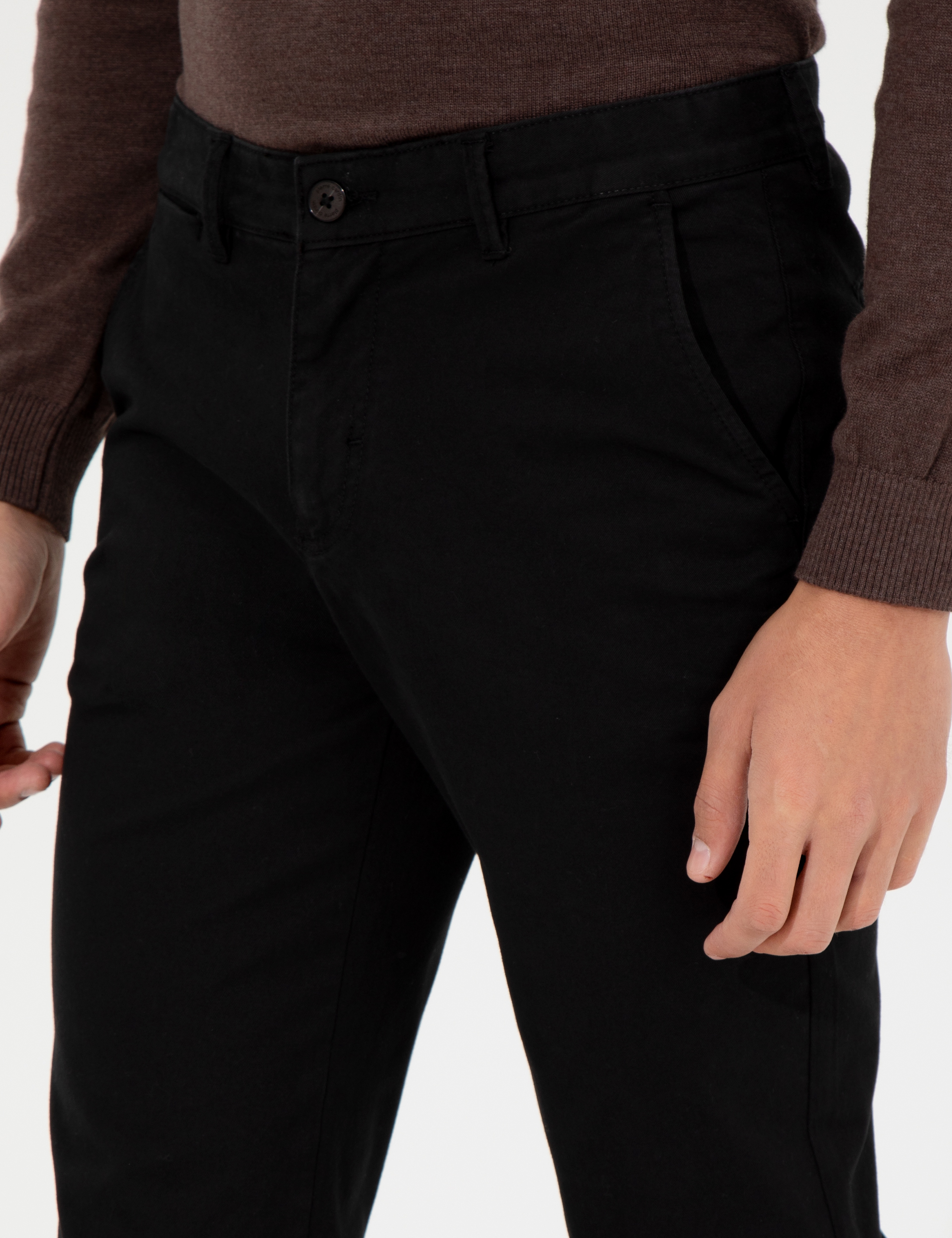 Siyah Regular Fit Kanvas Pantolon