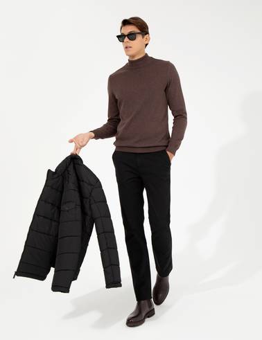Siyah Regular Fit Kanvas Pantolon