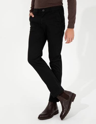 Siyah Regular Fit Kanvas Pantolon