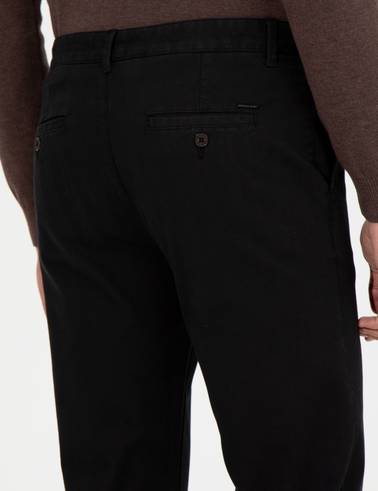 Siyah Regular Fit Kanvas Pantolon