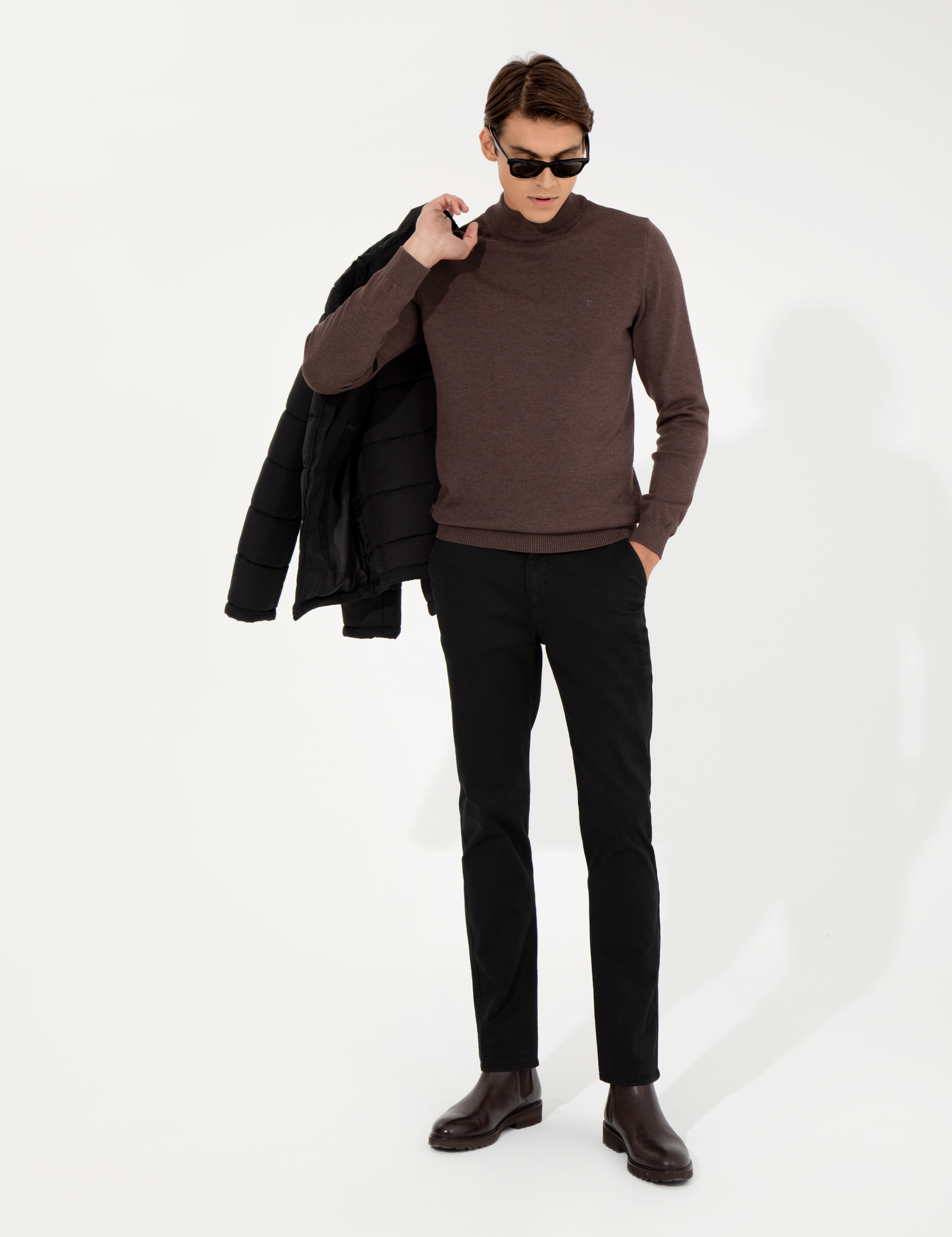 Siyah Regular Fit Kanvas Pantolon - Image 1