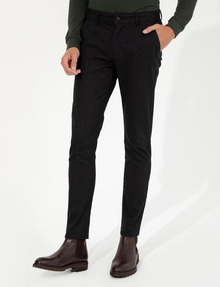 Siyah Slim Fit Keten Karışımlı Chino Pantolon - 50259718169
