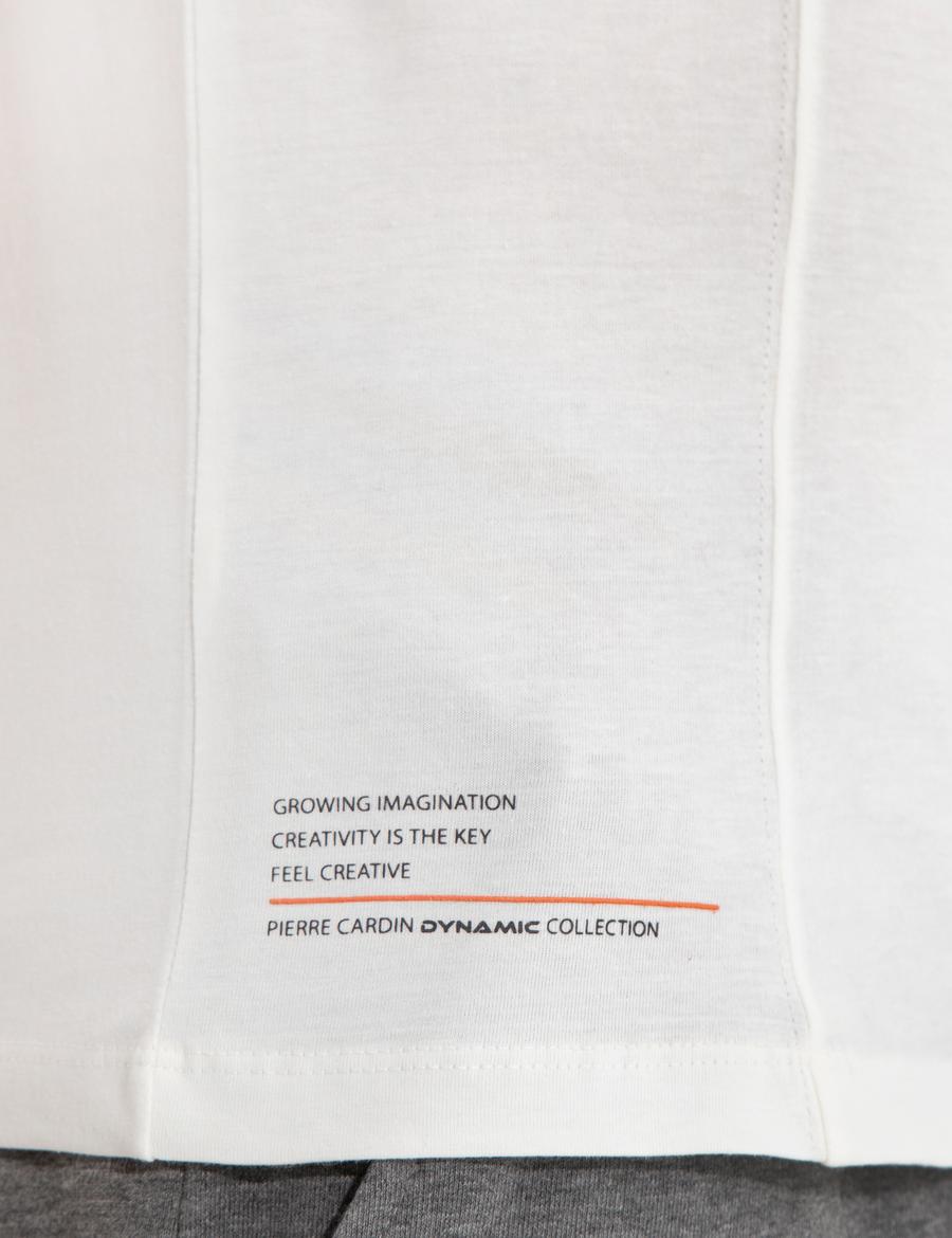 Ekru Slim Fit Bisiklet Yaka Tişört