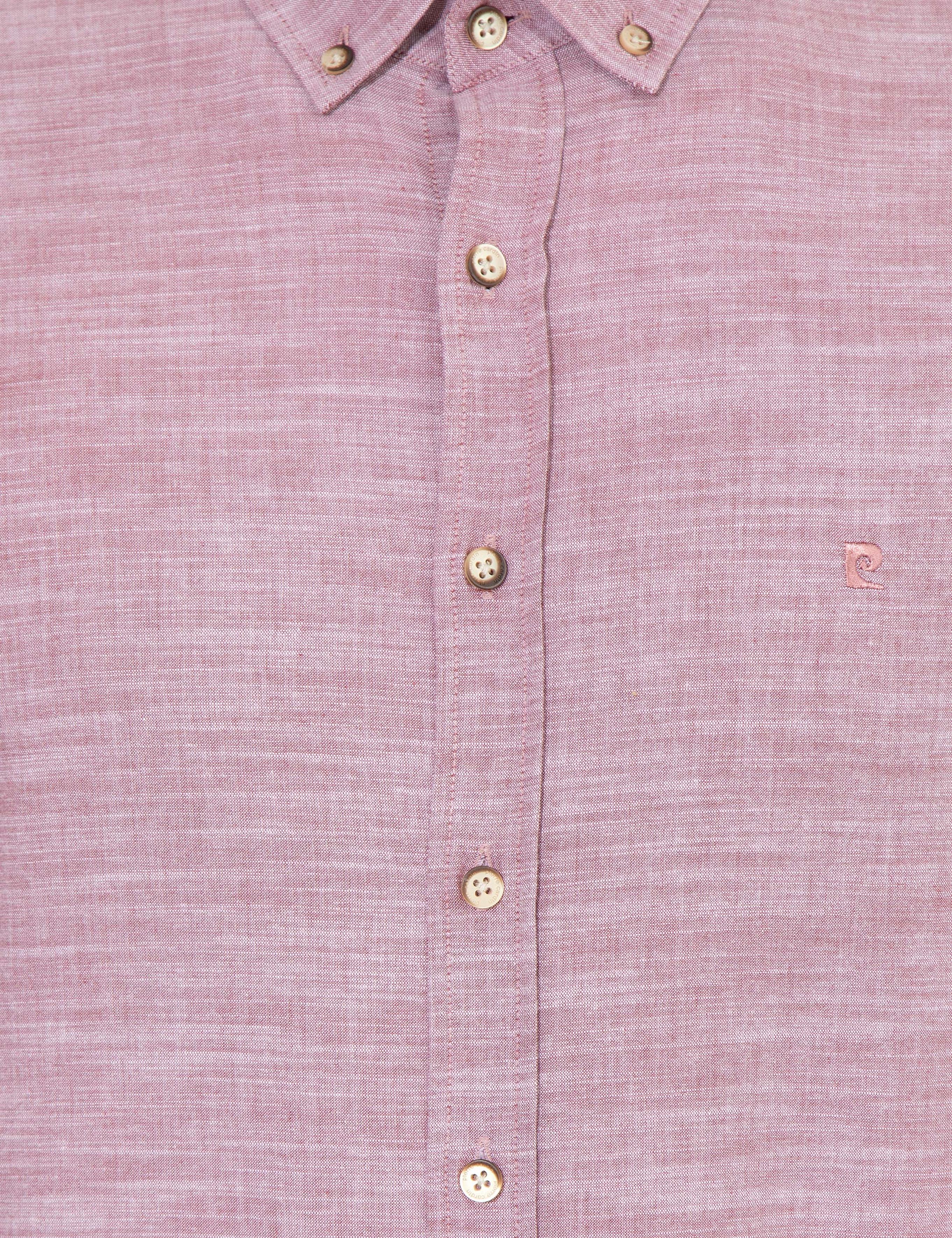 Bordo Slim Fit Keten Görünümlü Gömlek