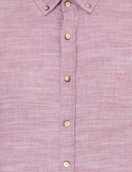 Bordo Slim Fit Keten Görünümlü Gömlek - 50252491032