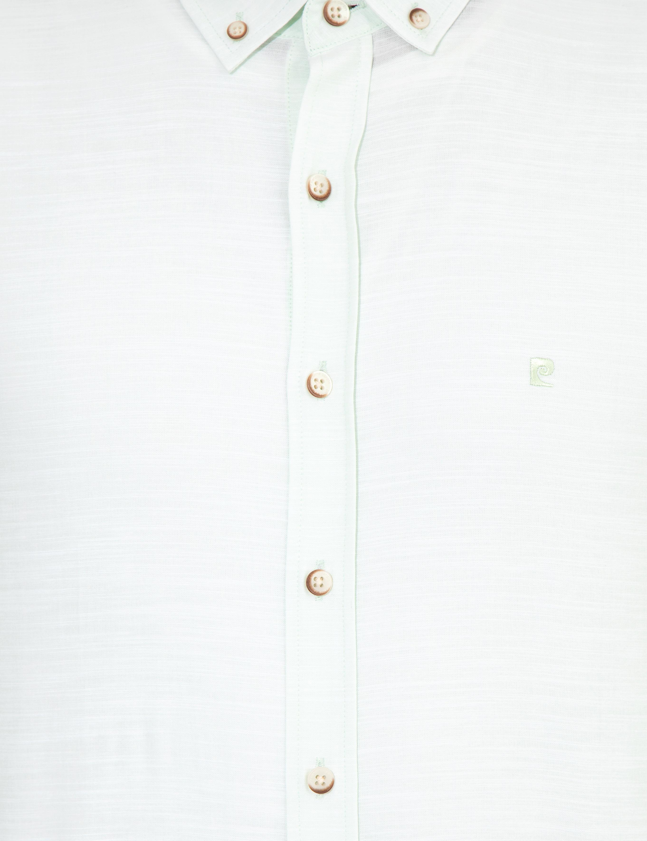 Yeşil Slim Fit Keten Görünümlü Gömlek