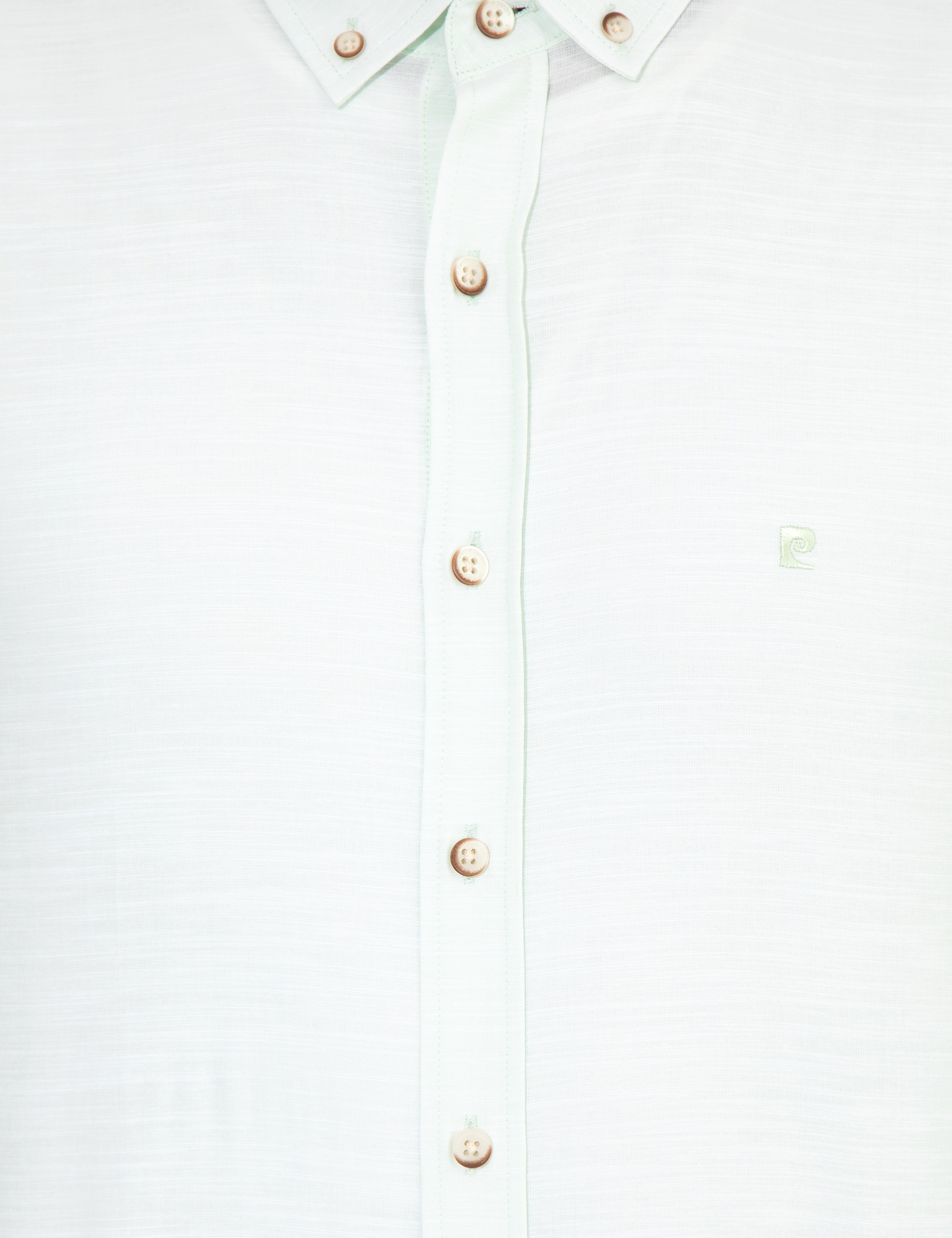 Yeşil Slim Fit Keten Görünümlü Gömlek - Image 6