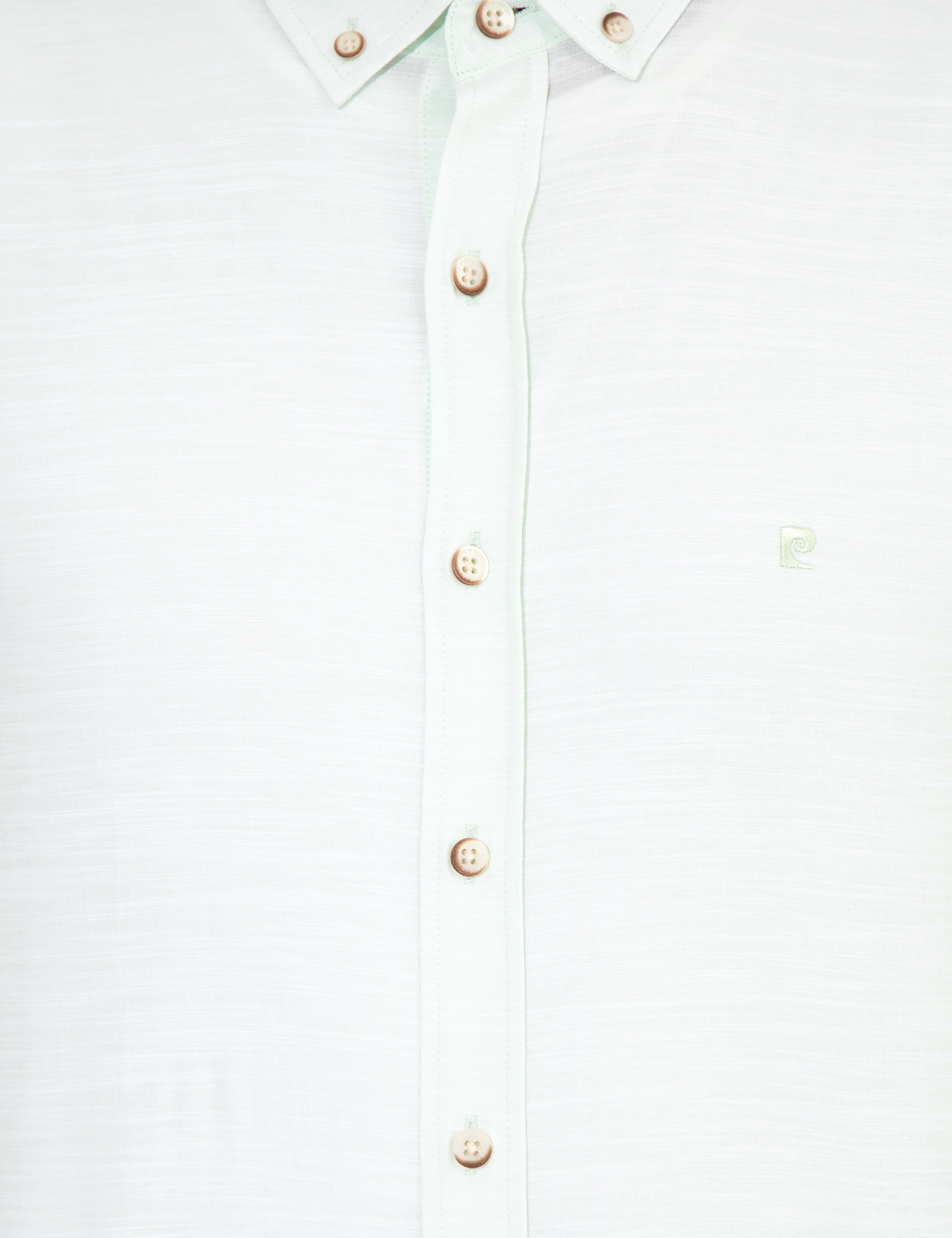 Yeşil Slim Fit Keten Görünümlü Gömlek