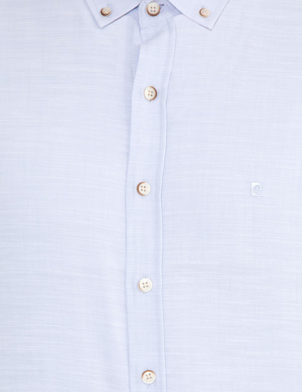 Açık Mavi Slim Fit Keten Görünümlü Gömlek - 50252491001