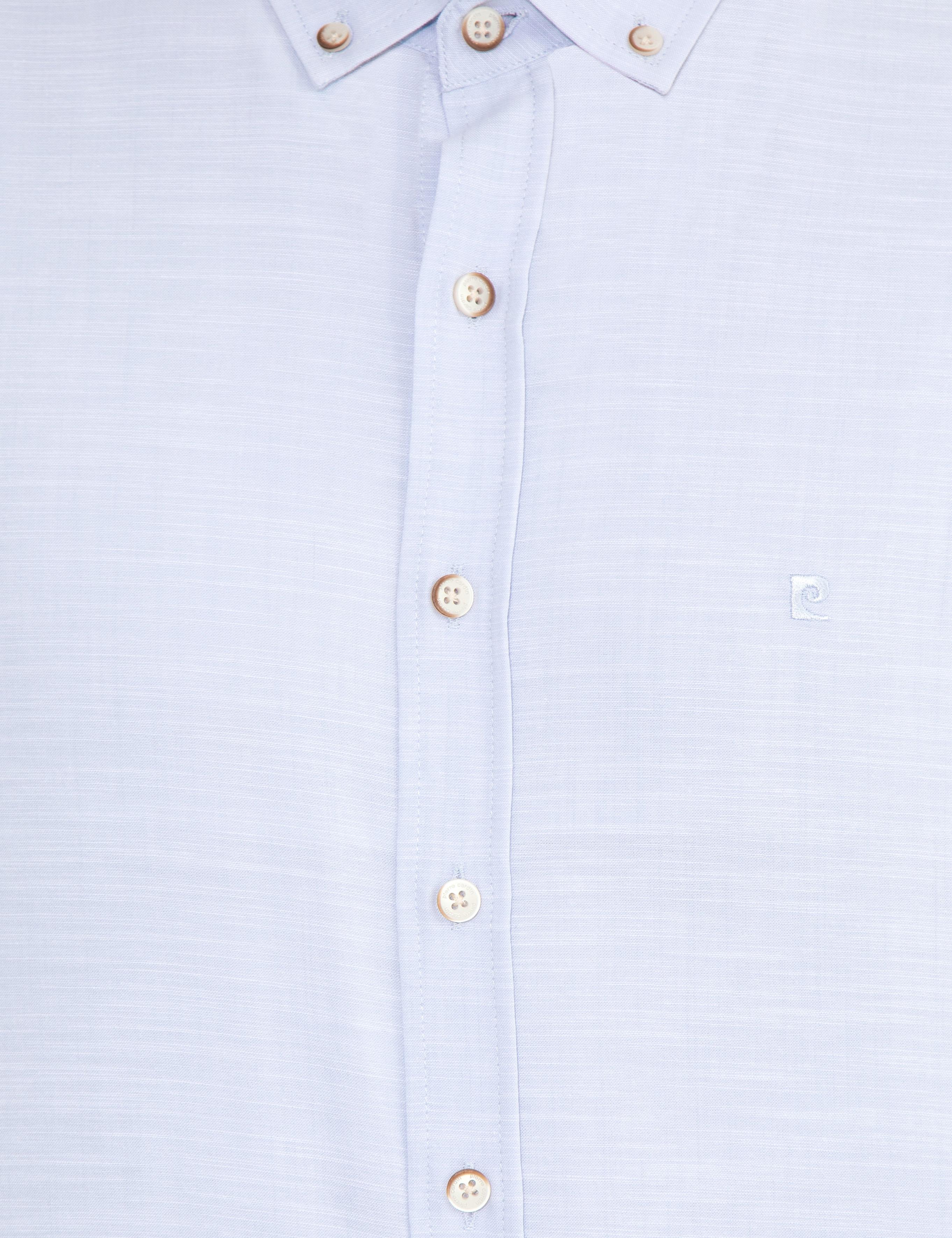 Açık Mavi Slim Fit Keten Görünümlü Gömlek