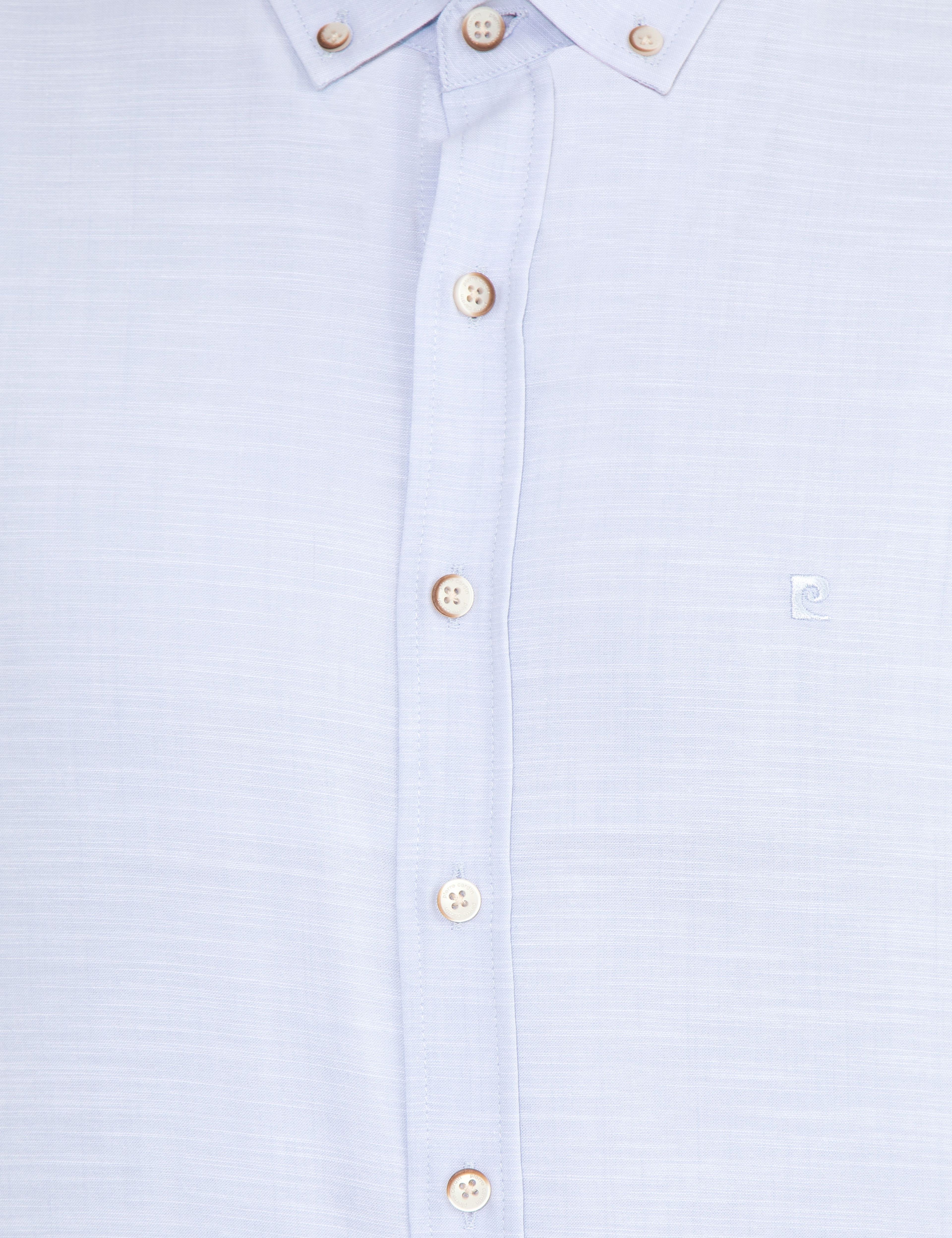 Açık Mavi Slim Fit Keten Görünümlü Gömlek