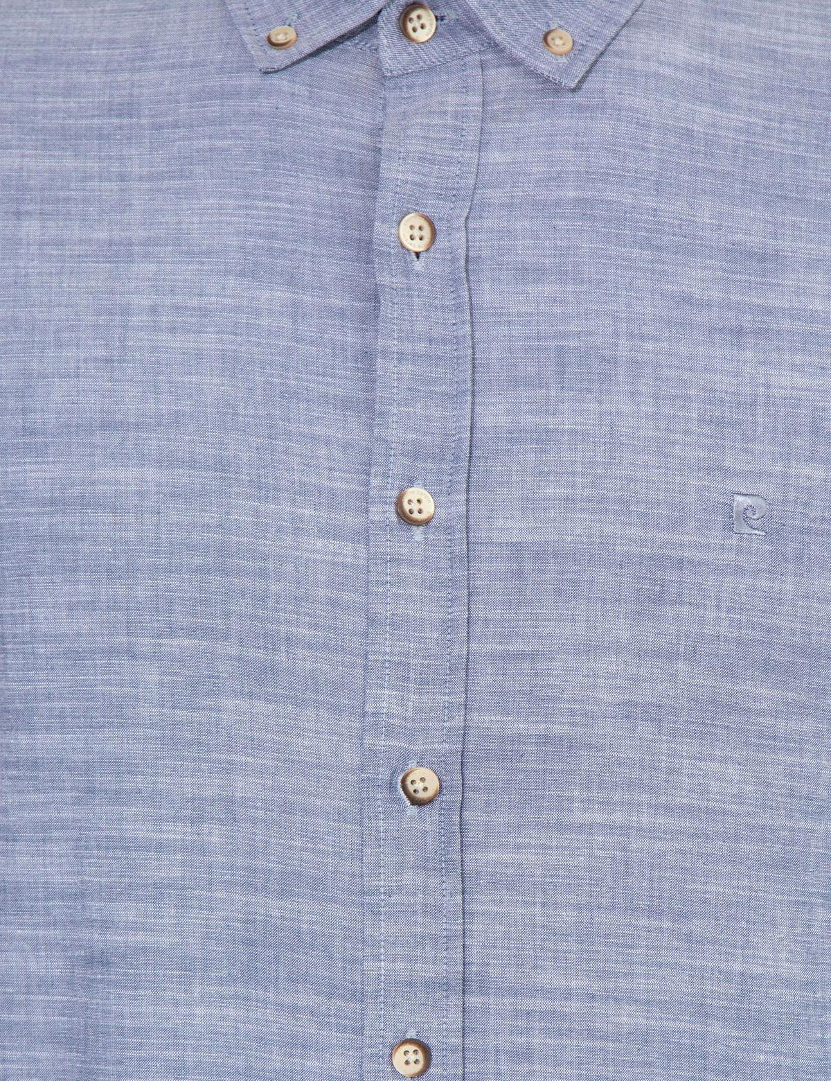 Lacivert Slim Fit Keten Görünümlü Gömlek - 50252491087