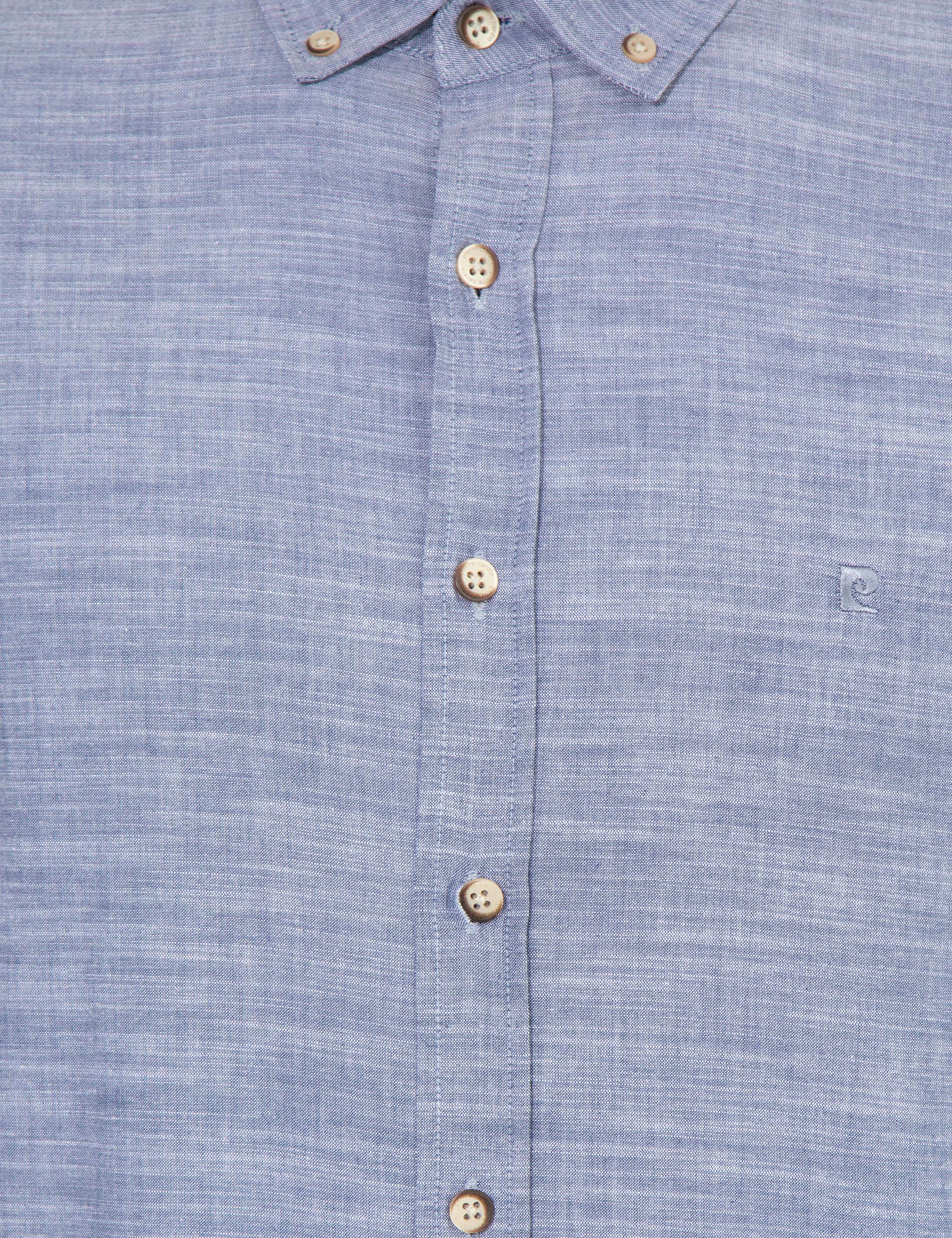 Lacivert Slim Fit Keten Görünümlü Gömlek