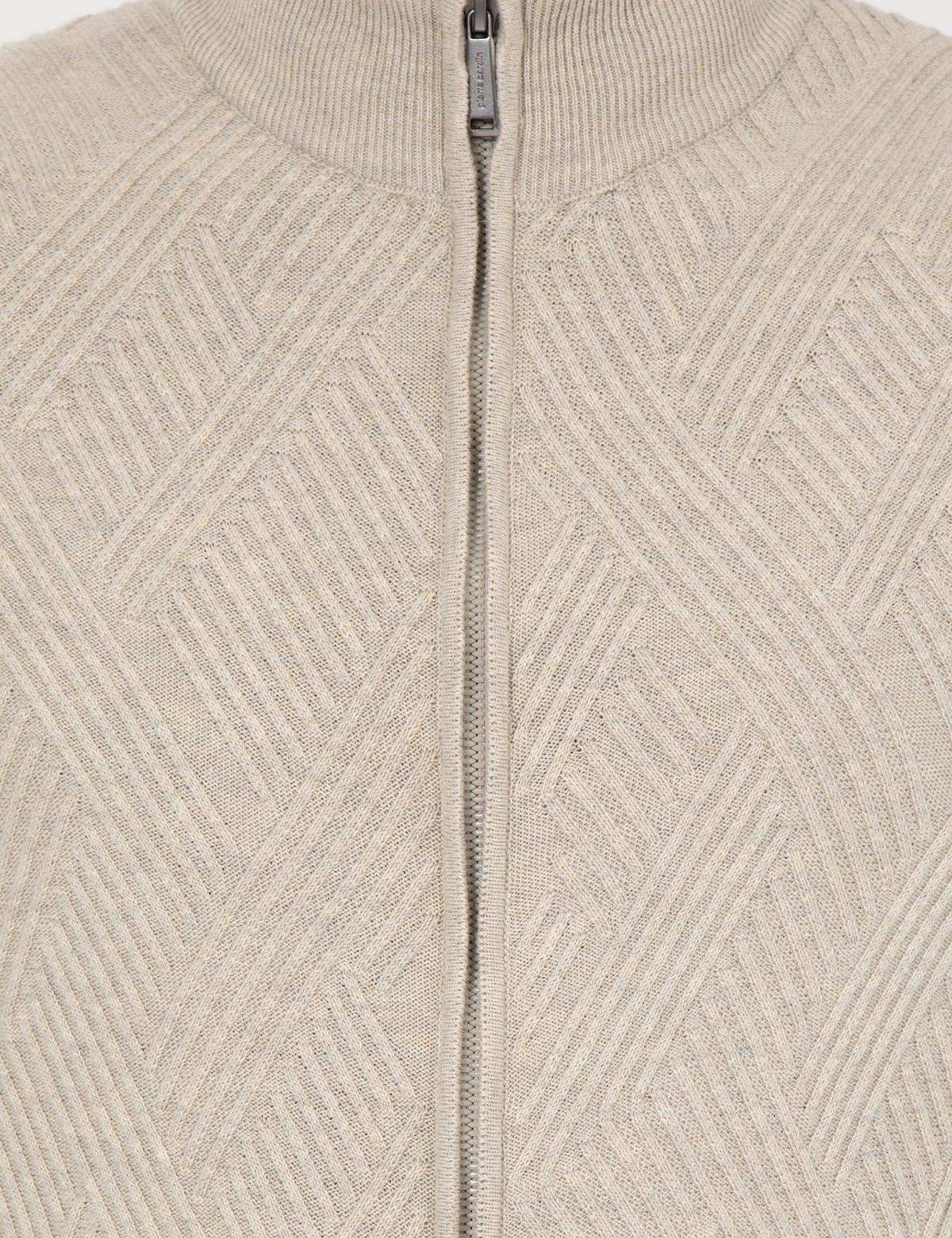 Kum Melanj Slim Fit Fermuarlı Triko Hırka - 50241466017