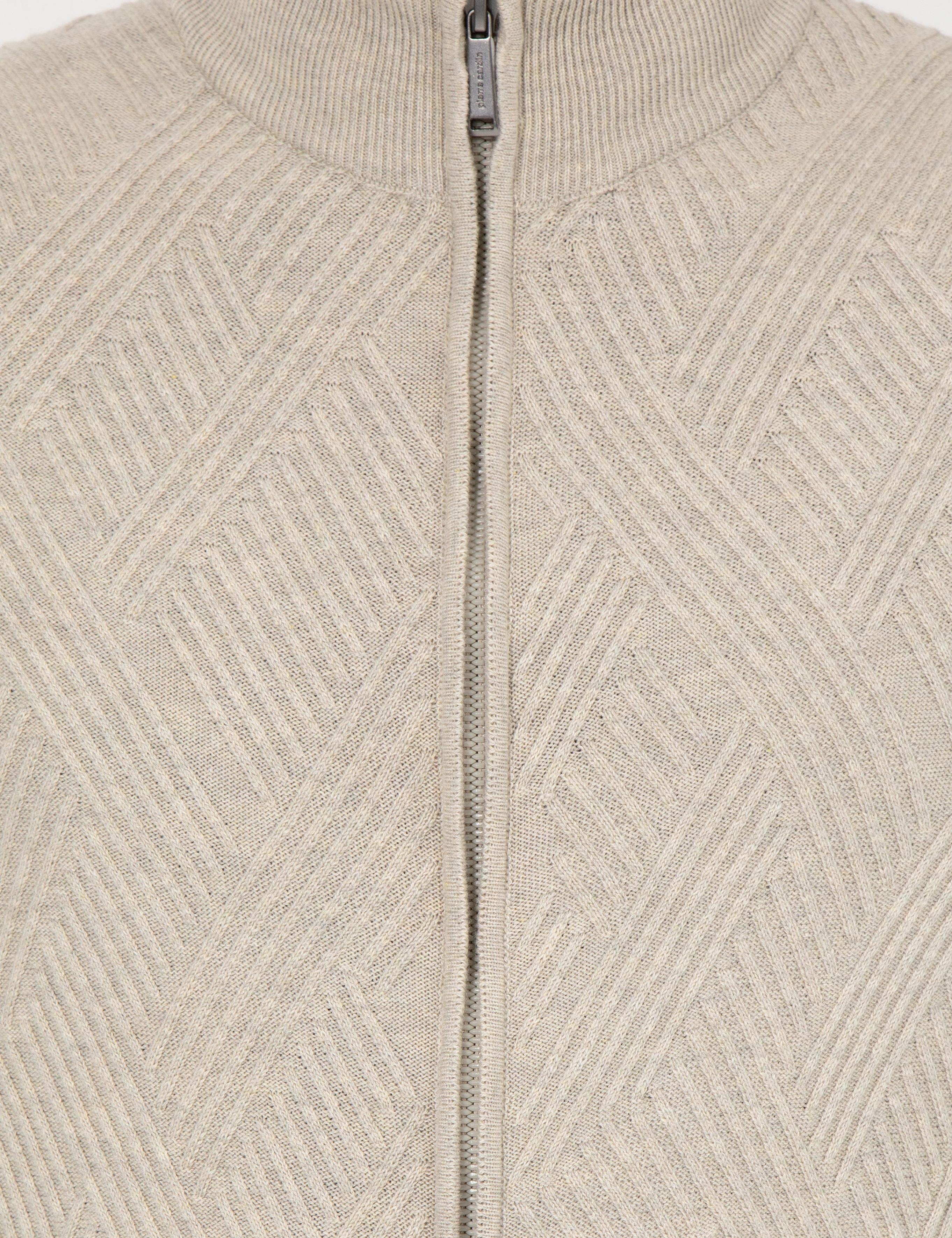 Kum Melanj Slim Fit Fermuarlı Triko Hırka