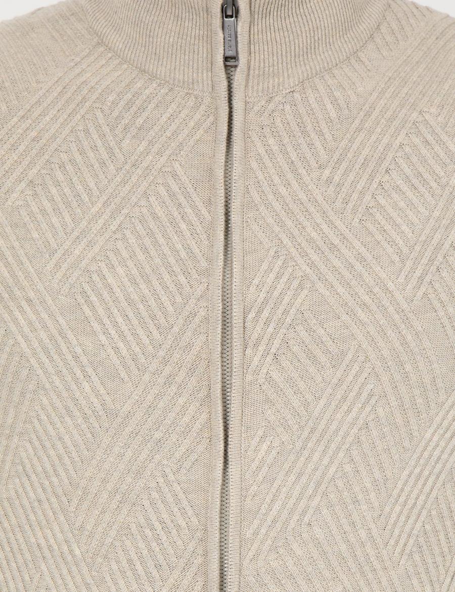 Kum Melanj Slim Fit Fermuarlı Triko Hırka