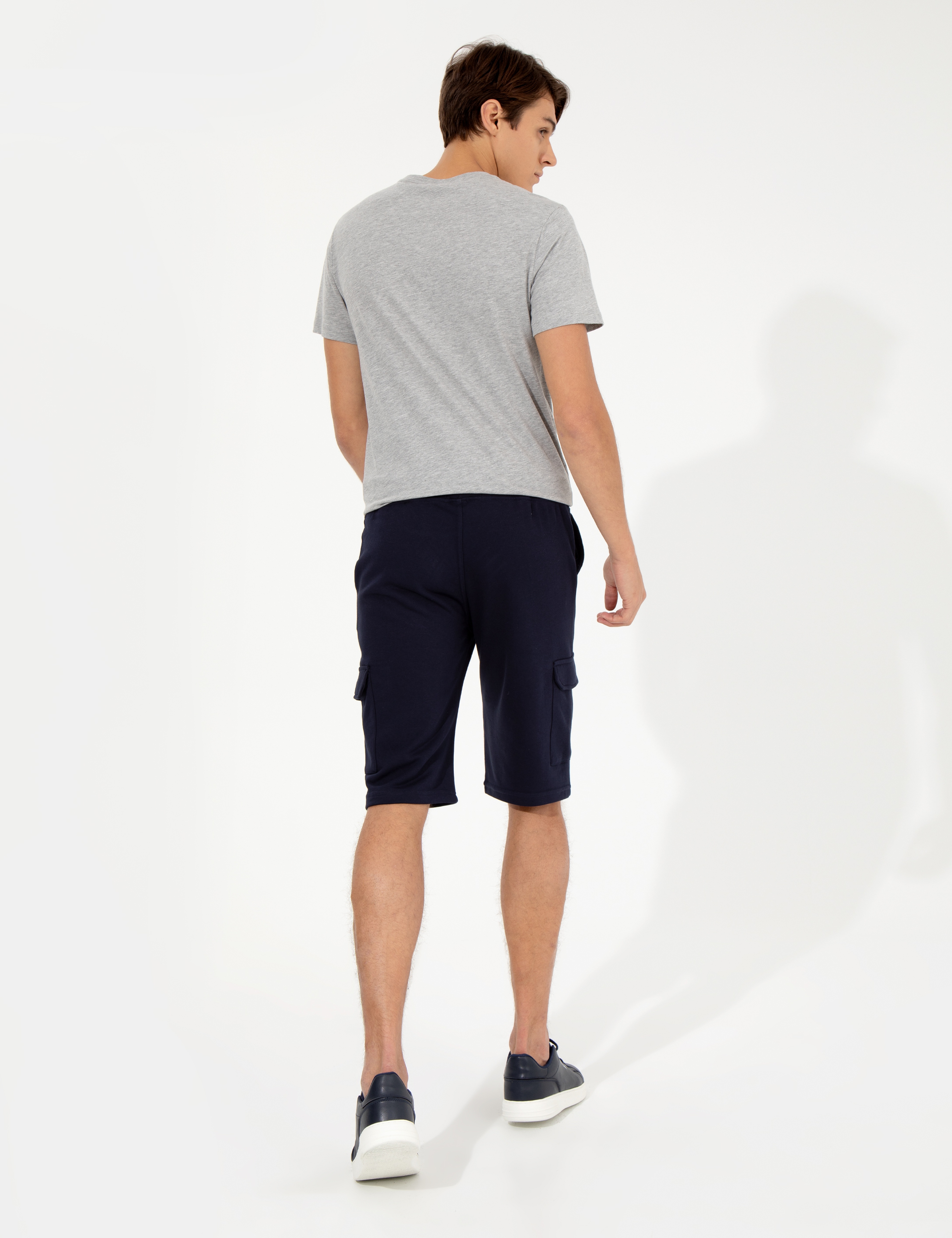 Lacivert Standart Fit Örme Şort - Image 4