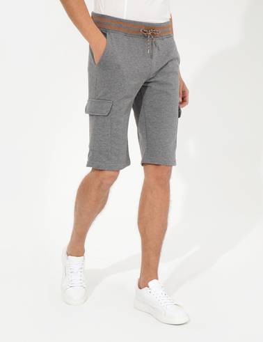 Gri Melanj Standart Fit Örme Şort