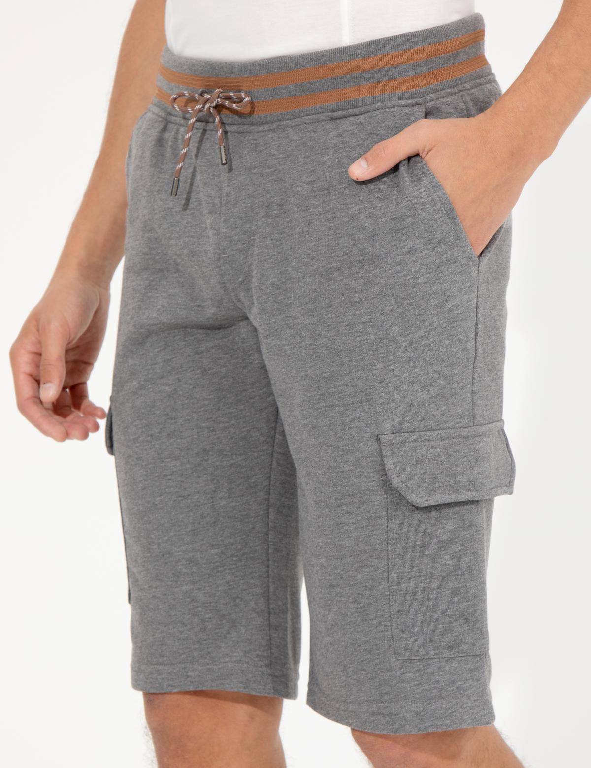 Gri Melanj Standart Fit Örme Şort - 50251040016