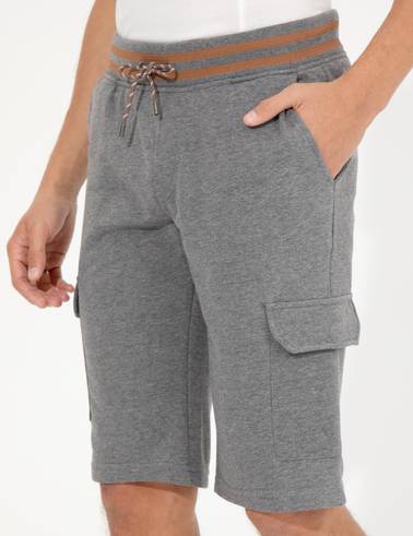 Gri Melanj Standart Fit Örme Şort