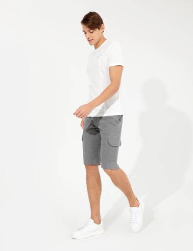 Gri Melanj Standart Fit Örme Şort