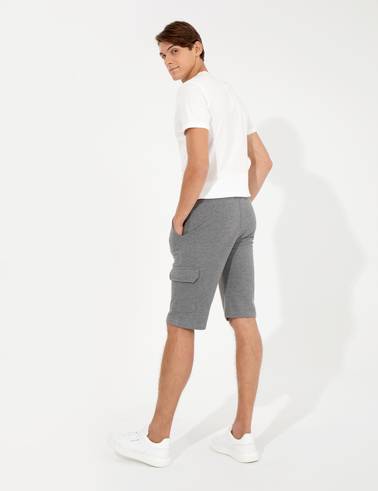 Gri Melanj Standart Fit Örme Şort