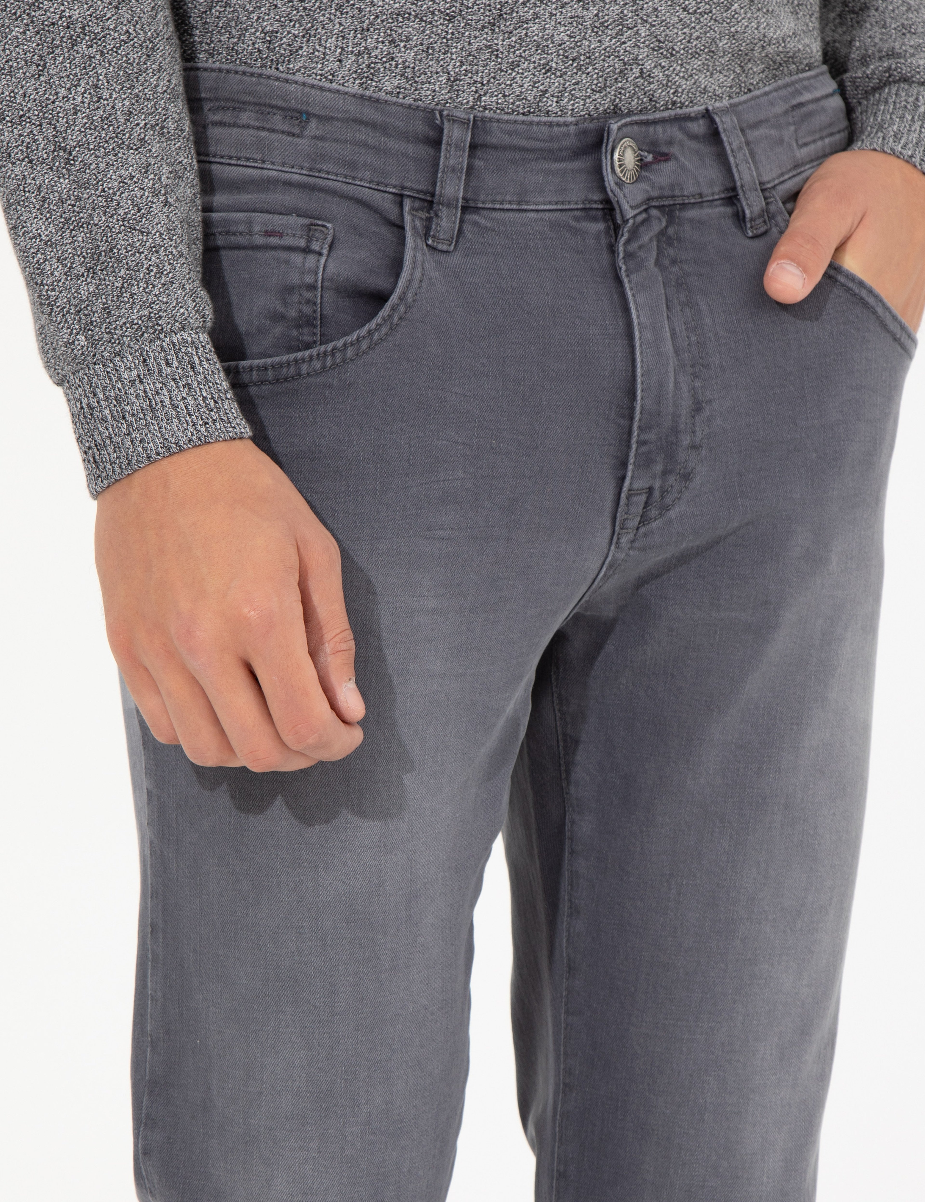 Koyu Gri Slim Fit Jean Pantolon