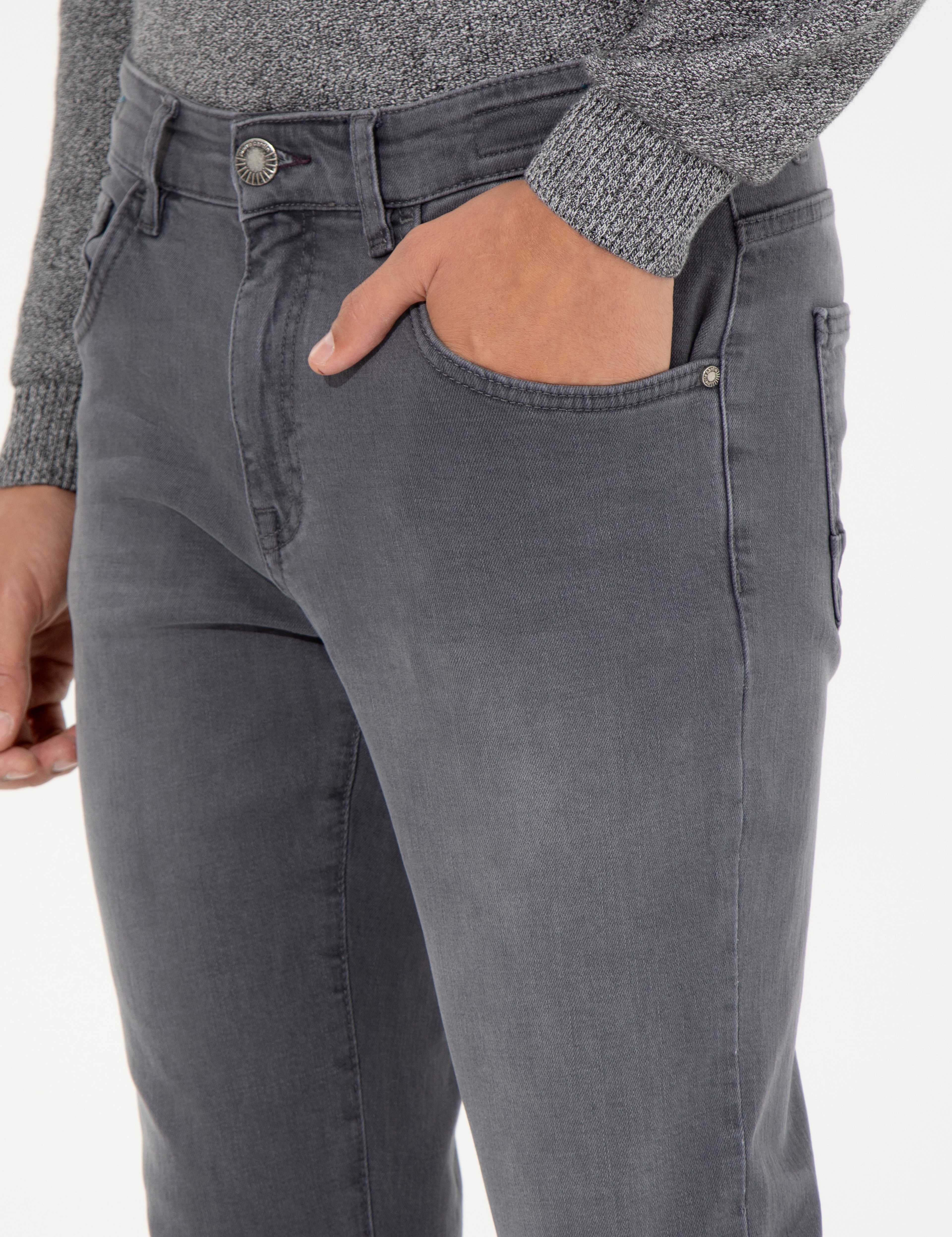 Koyu Gri Slim Fit Jean Pantolon - Image 6