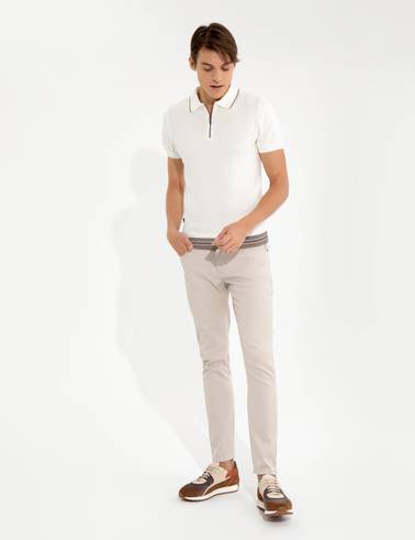 Bej Slim Fit Kanvas Pantolon
