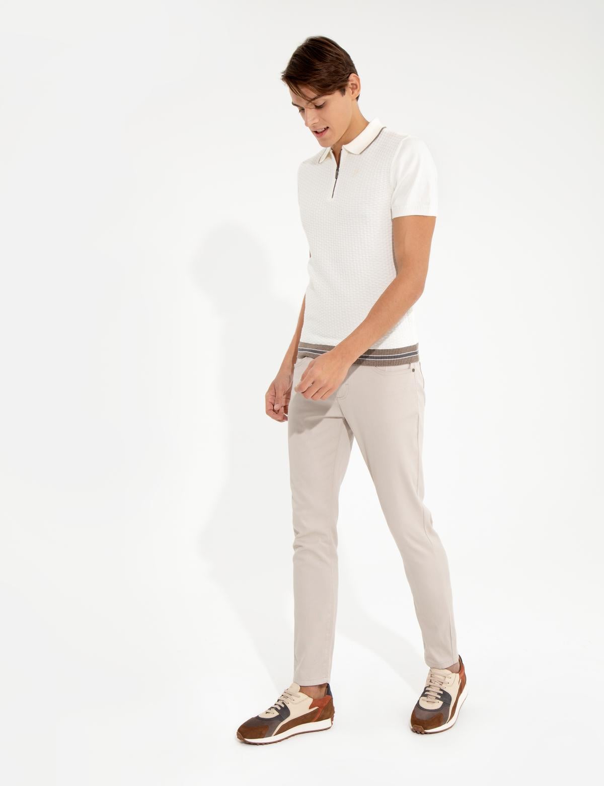 Bej Slim Fit Kanvas Pantolon - 50255173093