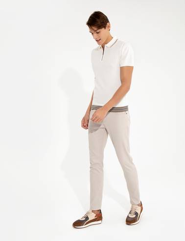 Bej Slim Fit Kanvas Pantolon