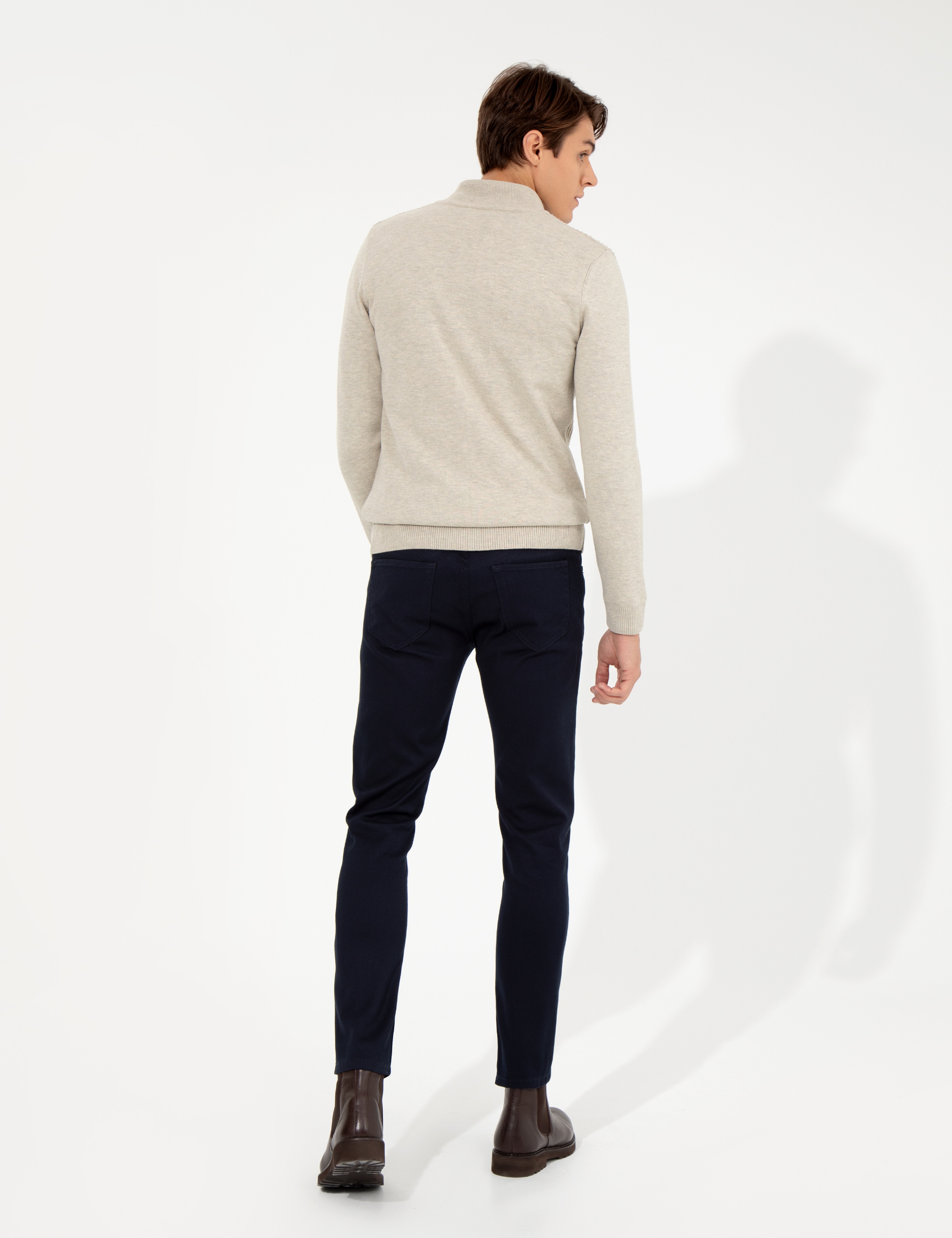 Lacivert Slim Fit Kanvas Pantolon - Image 4