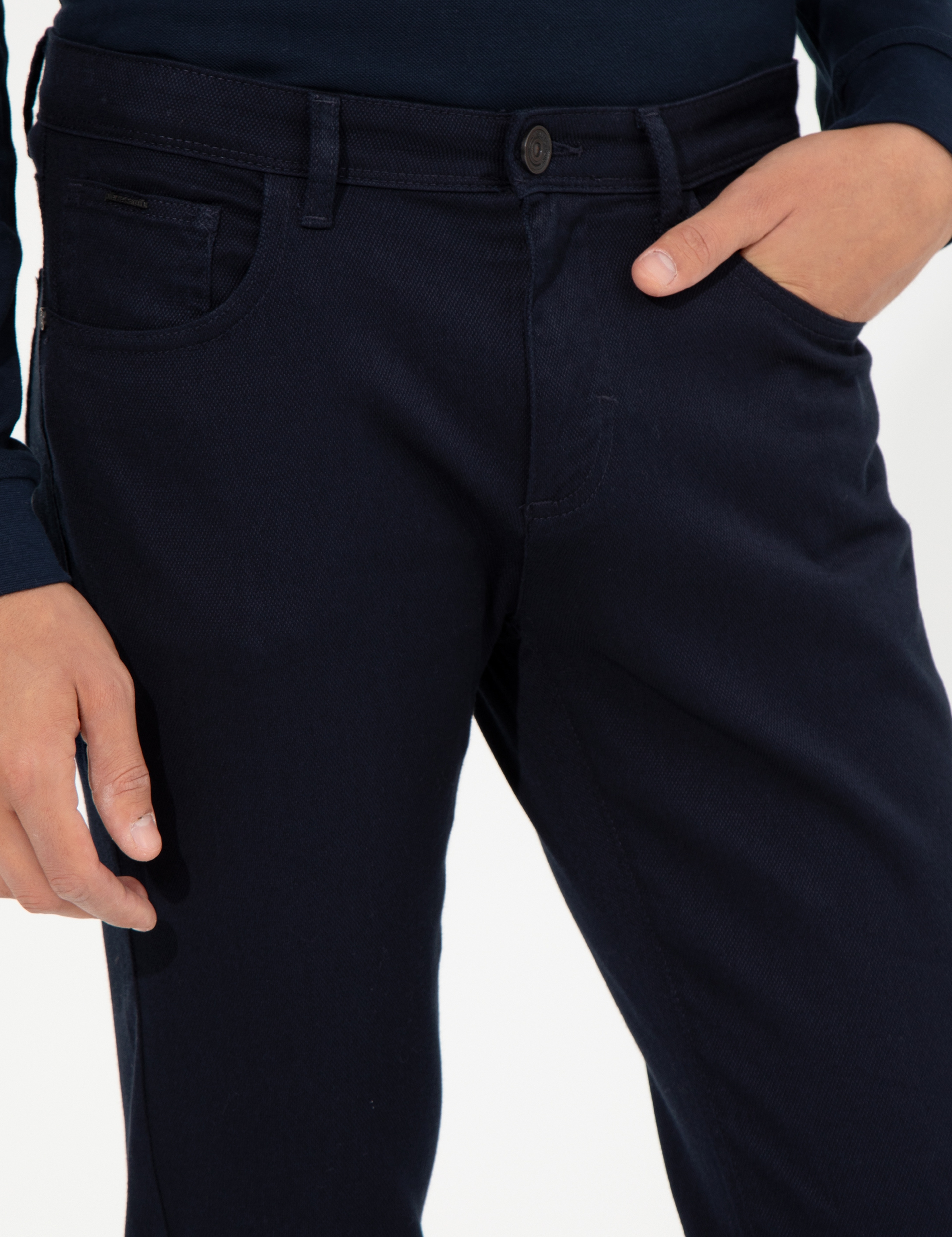 Lacivert Slim Fit Kanvas Pantolon - Image 5