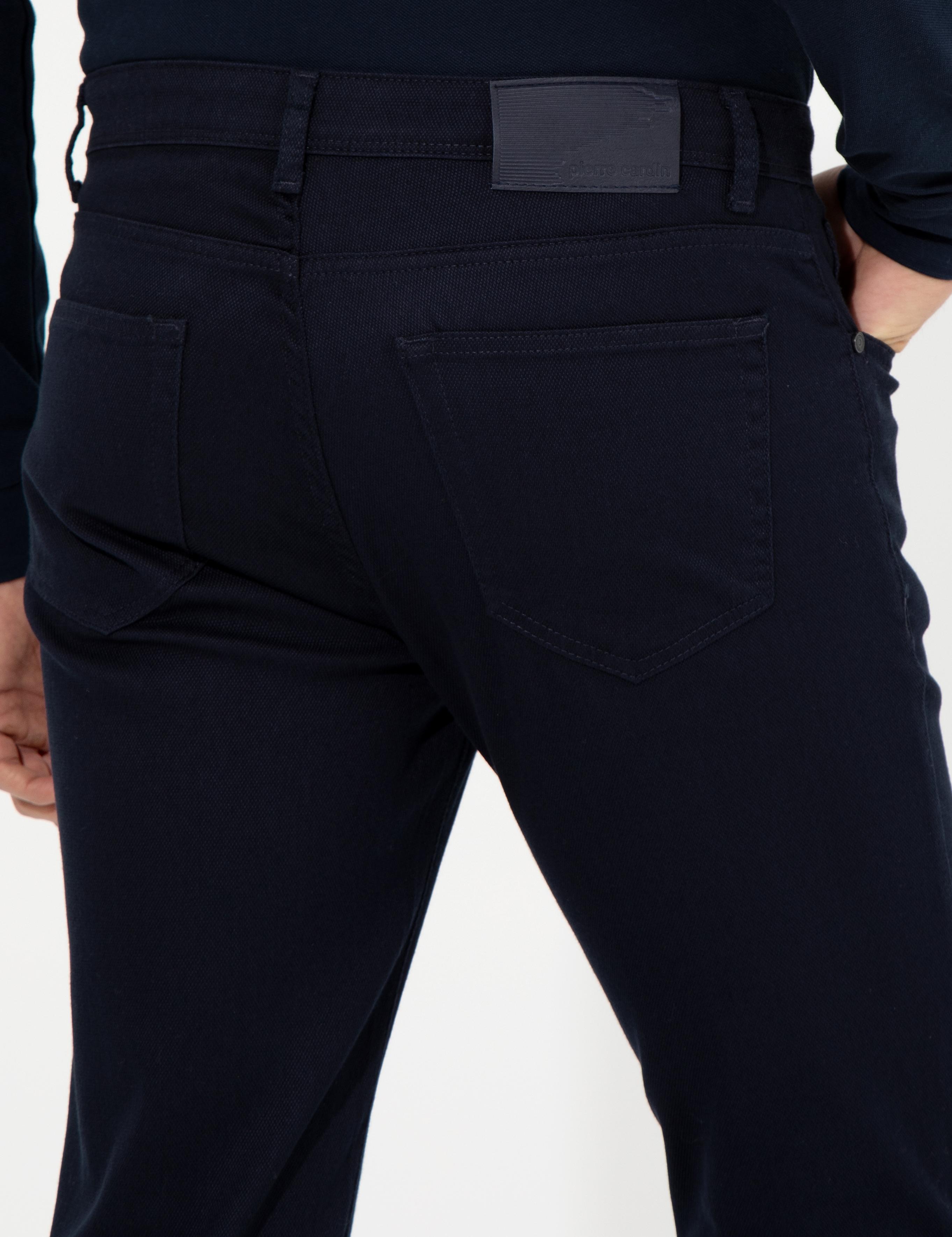 Lacivert Slim Fit Kanvas Pantolon