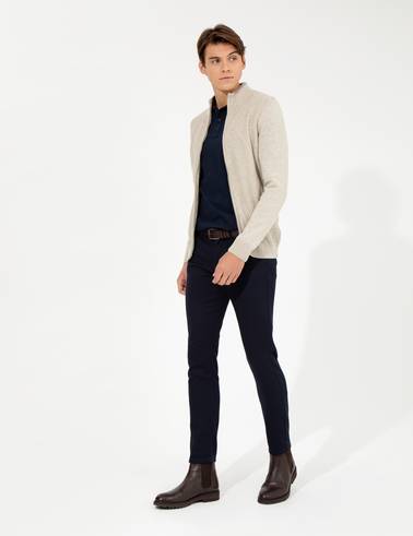 Lacivert Slim Fit Kanvas Pantolon
