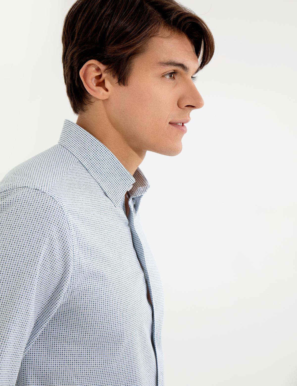 Yeşil Slim Fit Uzun Kollu Gömlek - 50259521041