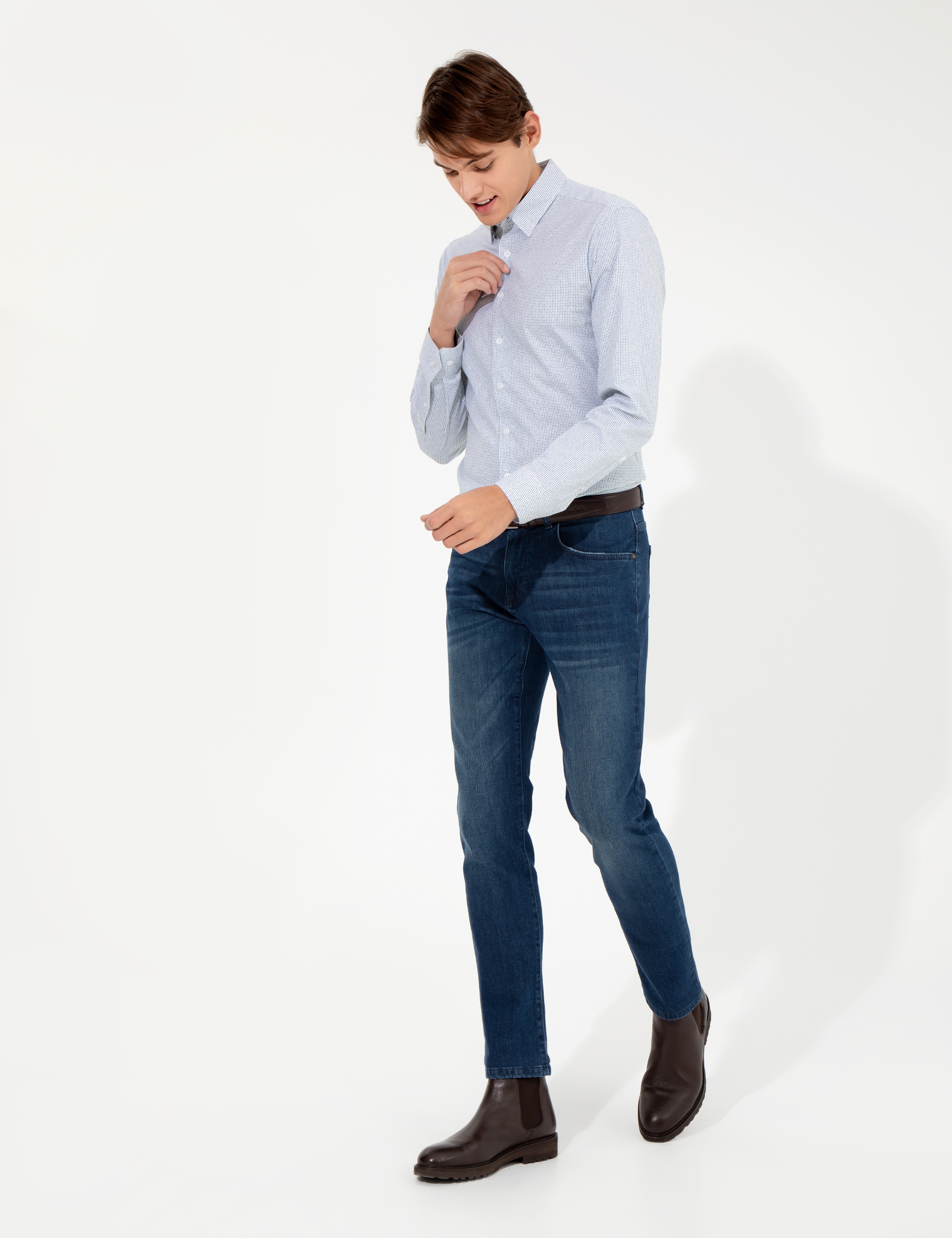 Yeşil Slim Fit Uzun Kollu Gömlek - Image 4