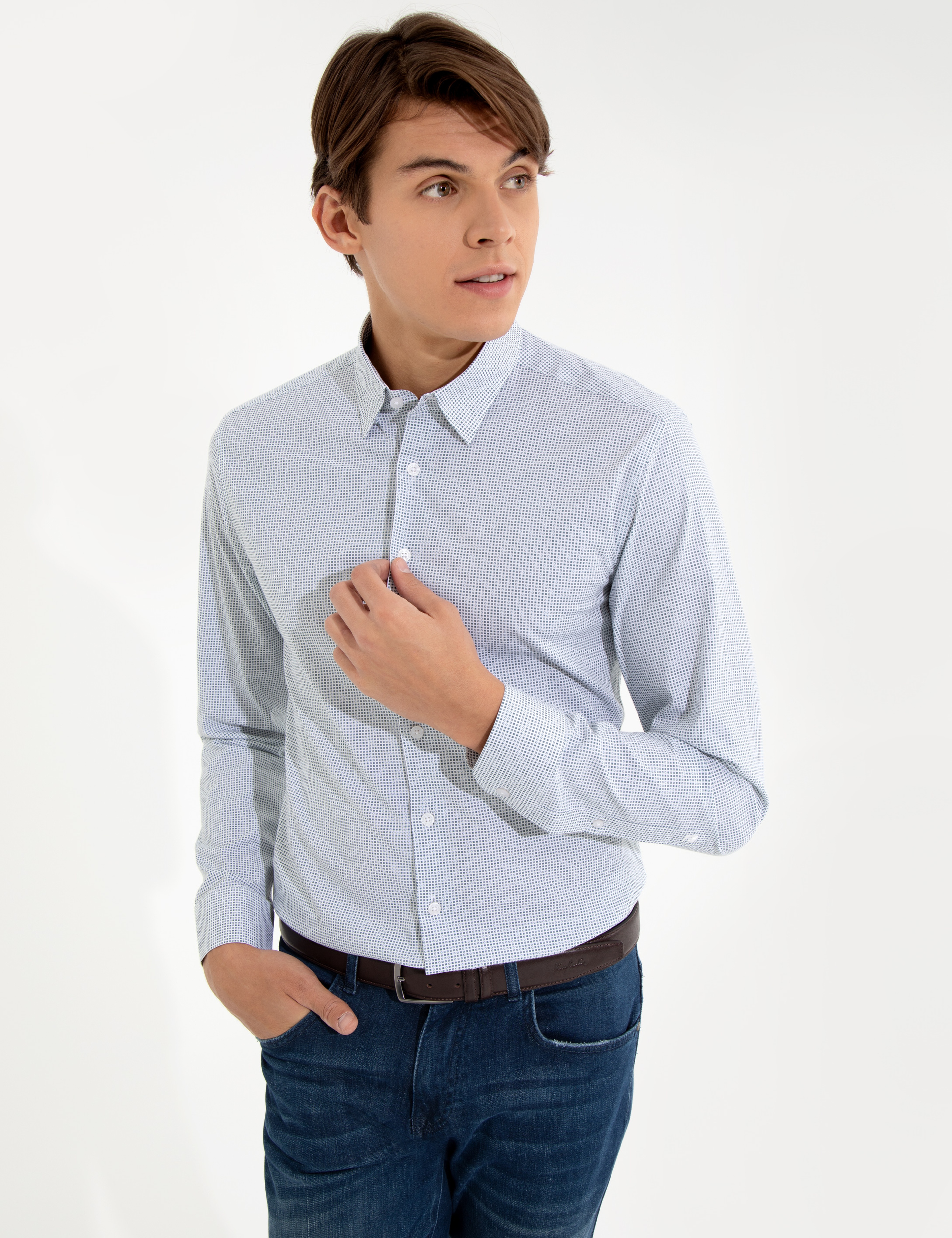 Yeşil Slim Fit Uzun Kollu Gömlek - Image 1
