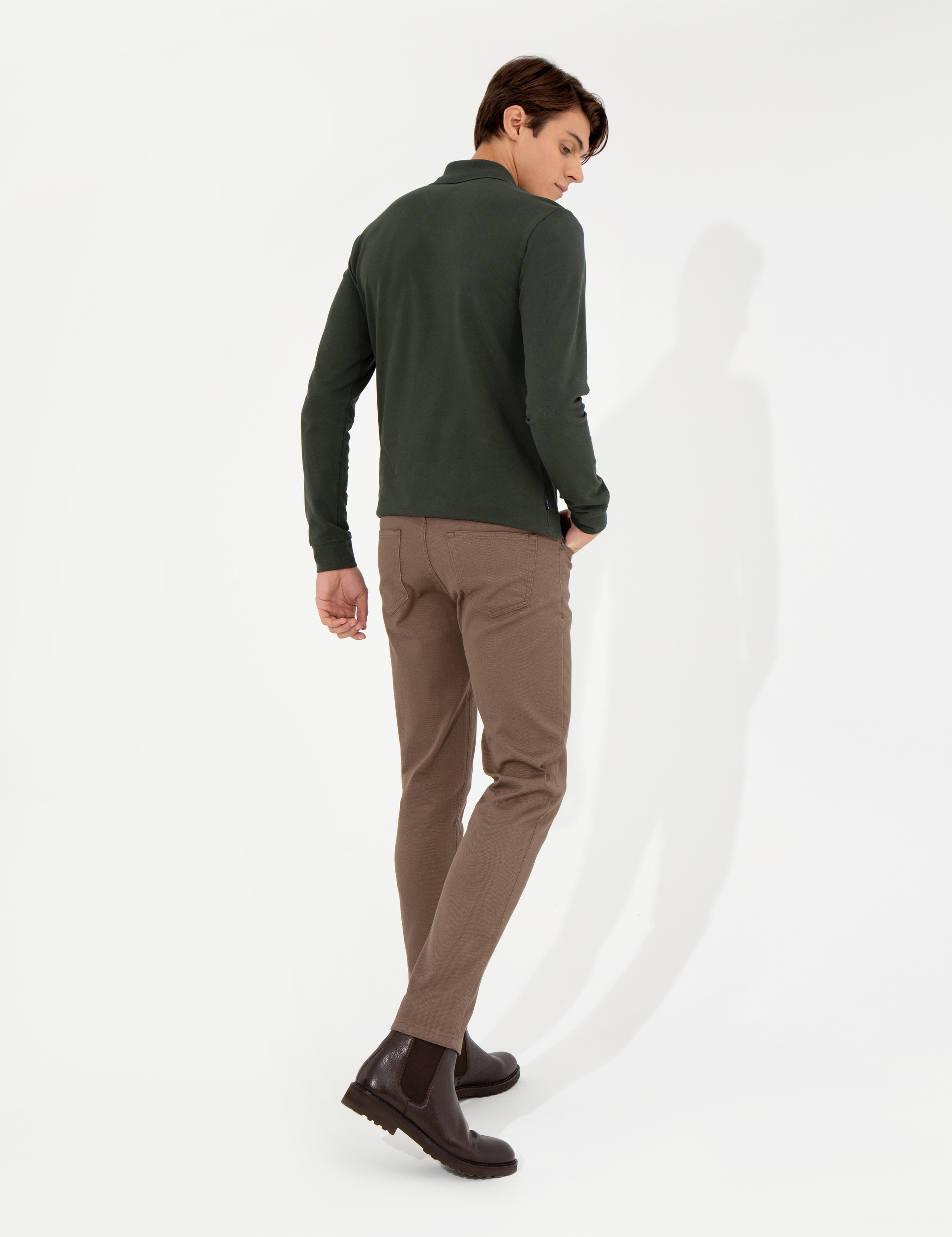 Kahverengi Slim Fit Kanvas Pantolon
