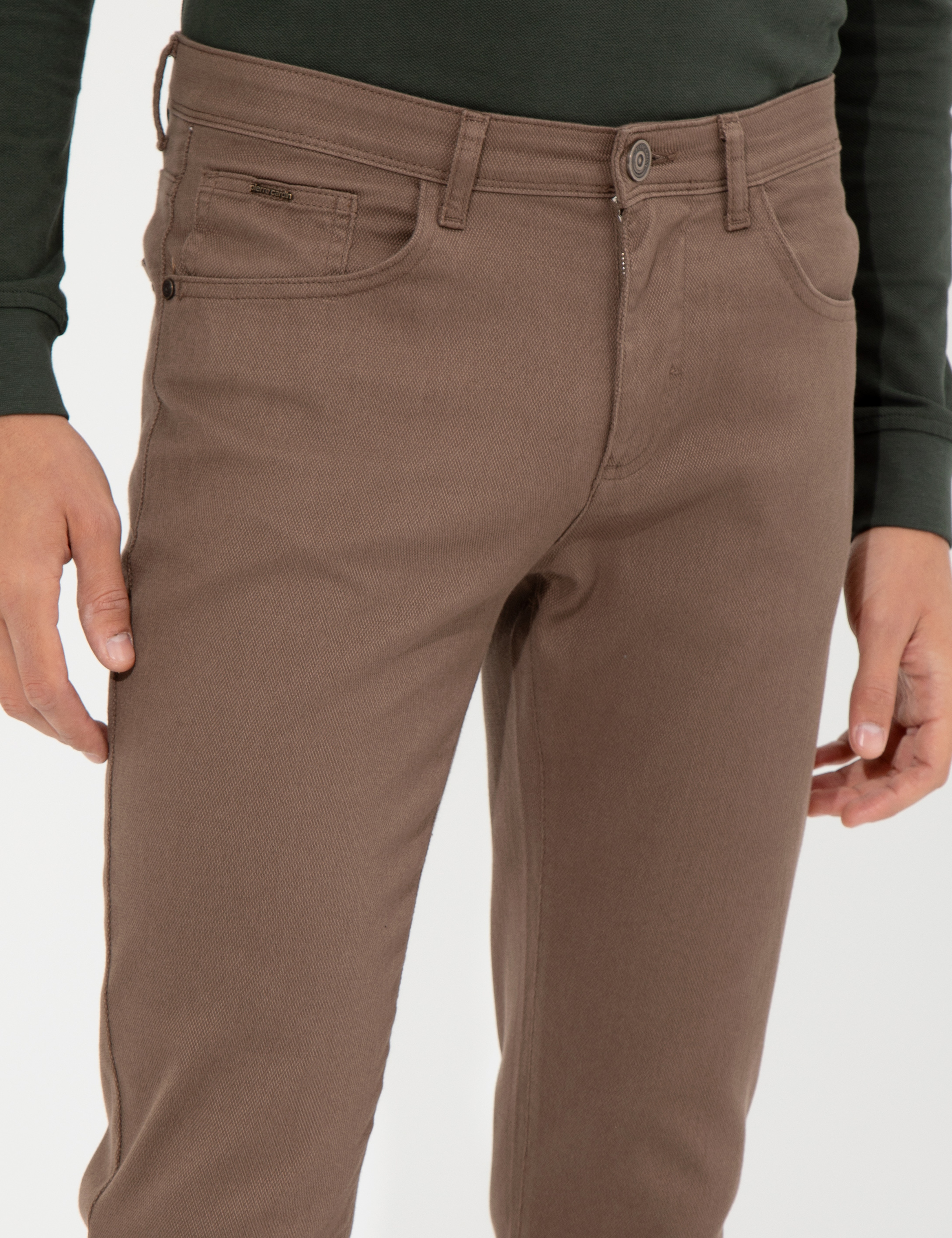 Kahverengi Slim Fit Kanvas Pantolon - Image 5