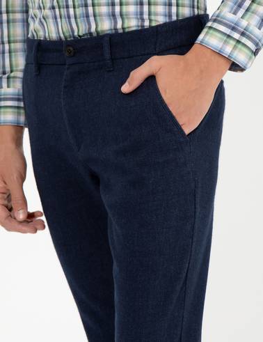 Açık Lacivert Slim Fit Kanvas Pantolon