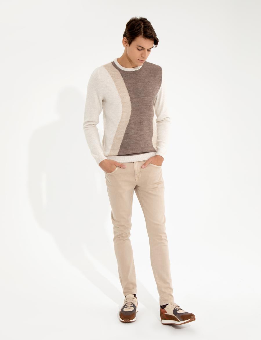Bej Slim Fit Jean Pantolon